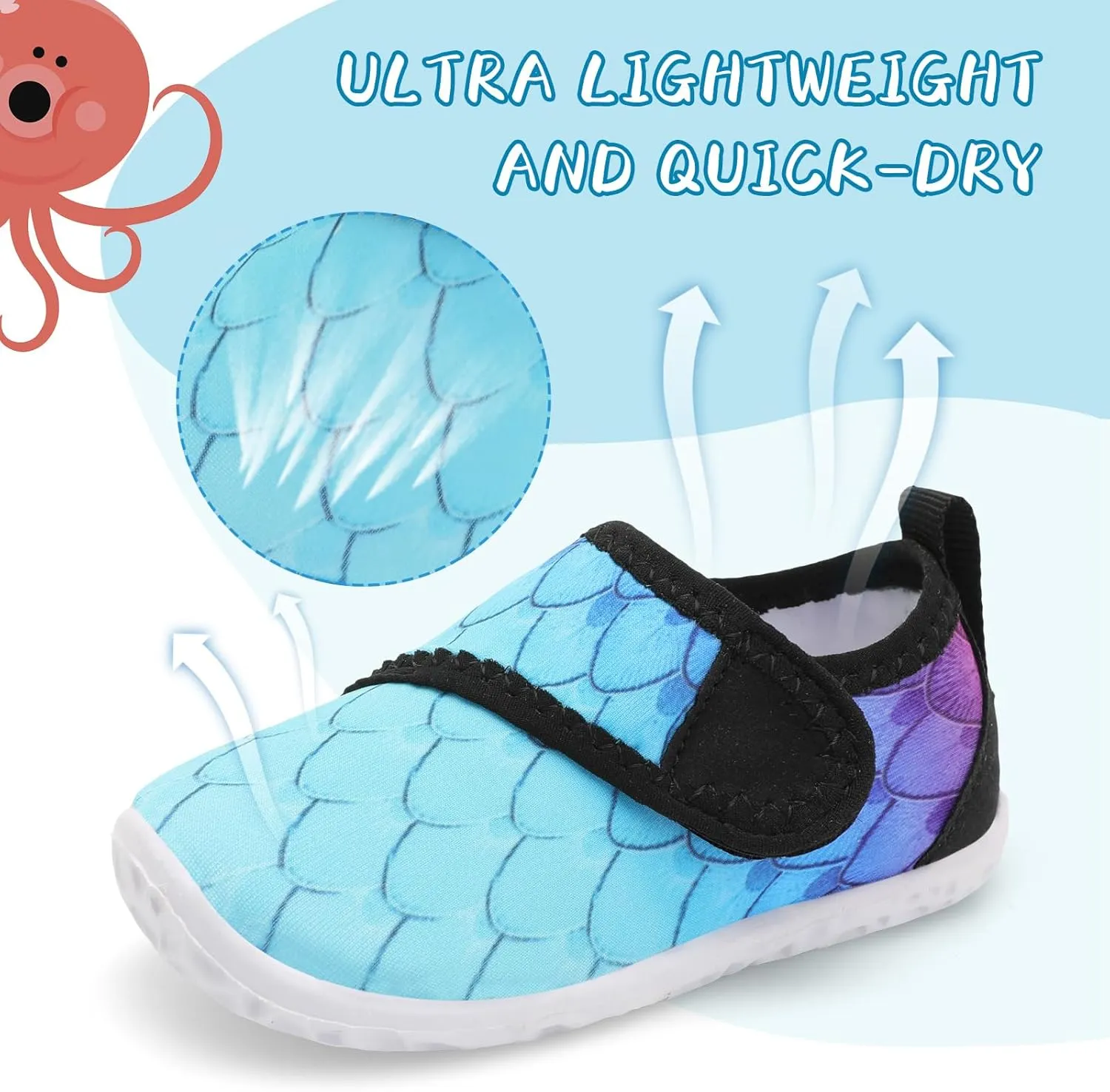 shopUAL Toddler Water Shoes Kids Girls Boys Beach Aqua Socks Skin Barefoot Walking Water Shoes Quick Dry Non-Slip Breathable Swim Pool Surf