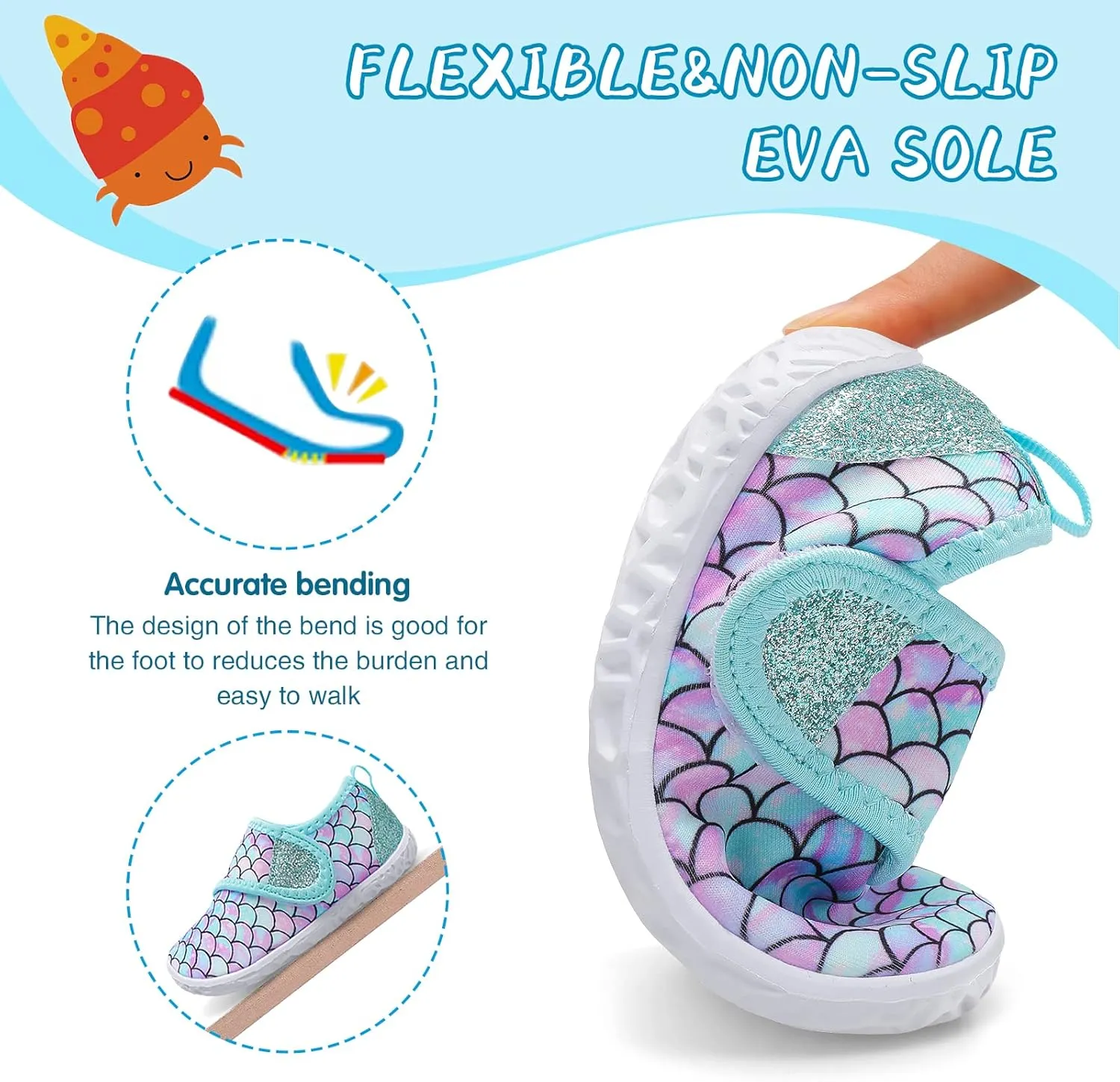 shopUAL Toddler Water Shoes Kids Girls Boys Beach Aqua Socks Skin Barefoot Walking Water Shoes Quick Dry Non-Slip Breathable Swim Pool Surf