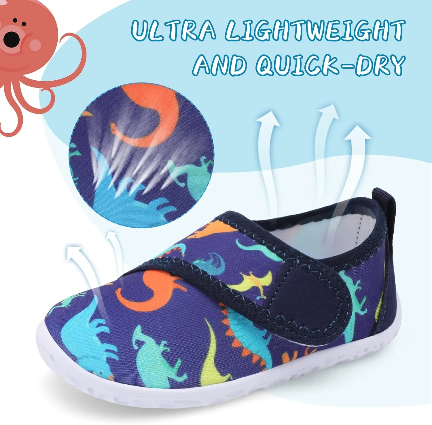 shopUAL Toddler Water Shoes Kids Girls Boys Beach Aqua Socks Skin Barefoot Walking Water Shoes Quick Dry Non-Slip Breathable Swim Pool Surf