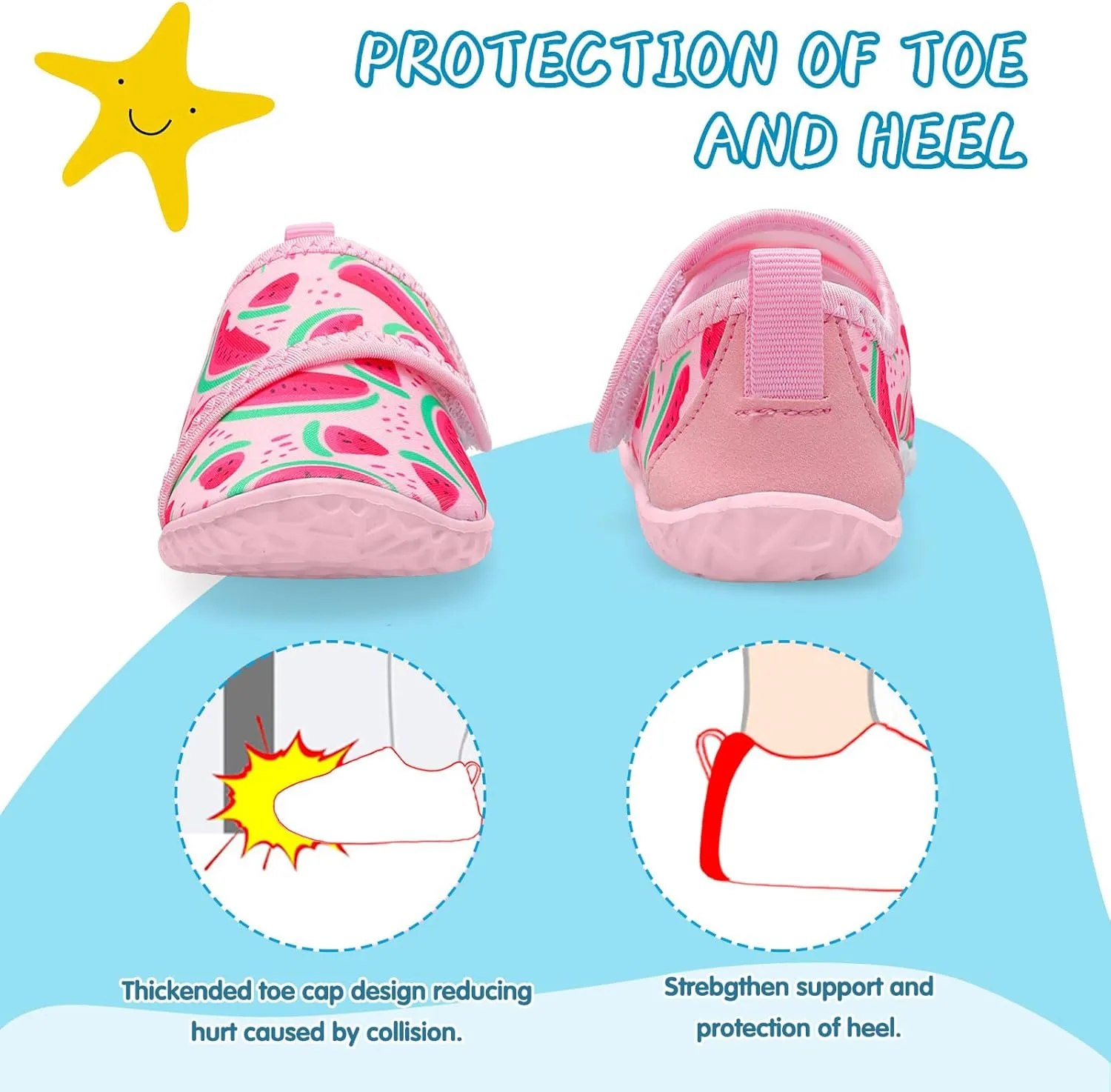 shopUAL Toddler Water Shoes Kids Girls Boys Beach Aqua Socks Skin Barefoot Walking Water Shoes Quick Dry Non-Slip Breathable Swim Pool Surf