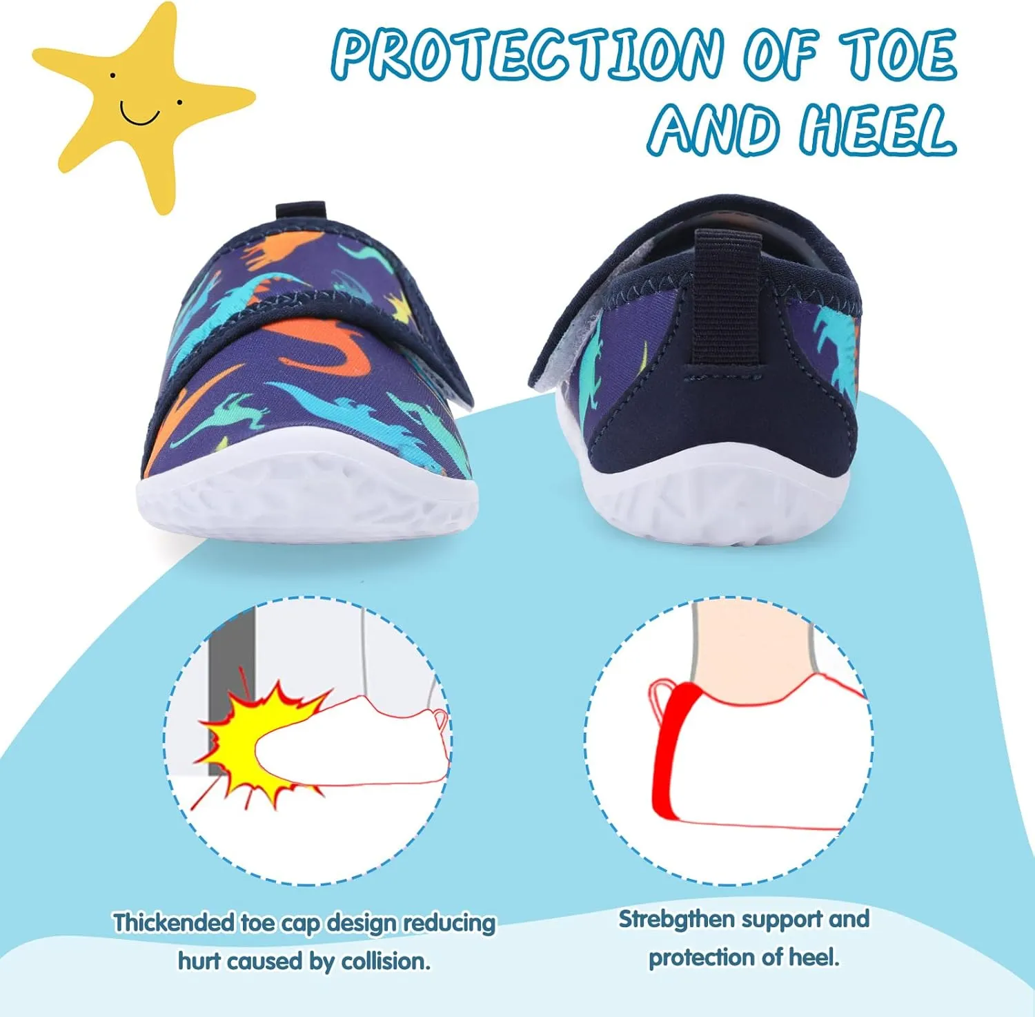 shopUAL Toddler Water Shoes Kids Girls Boys Beach Aqua Socks Skin Barefoot Walking Water Shoes Quick Dry Non-Slip Breathable Swim Pool Surf