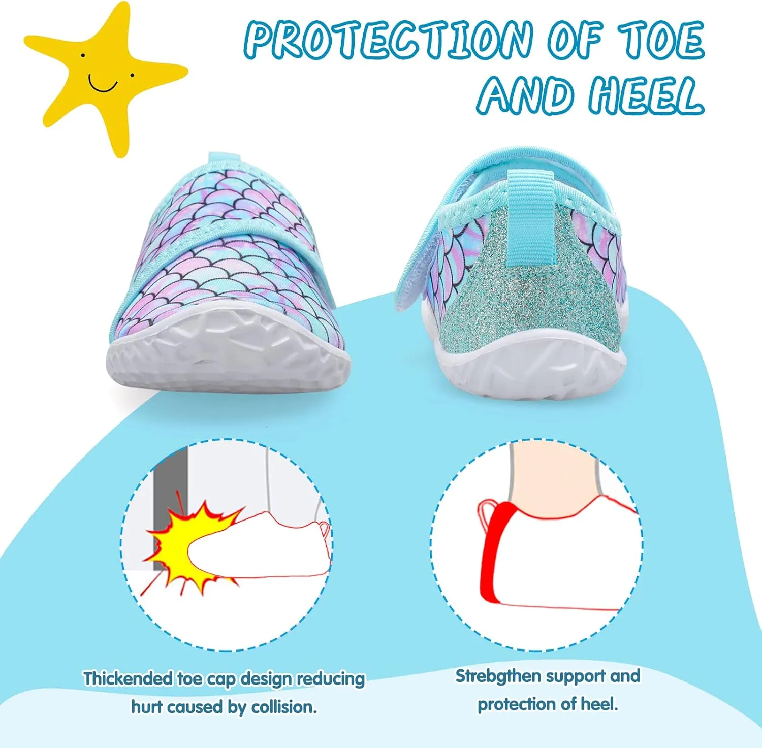 shopUAL Toddler Water Shoes Kids Girls Boys Beach Aqua Socks Skin Barefoot Walking Water Shoes Quick Dry Non-Slip Breathable Swim Pool Surf