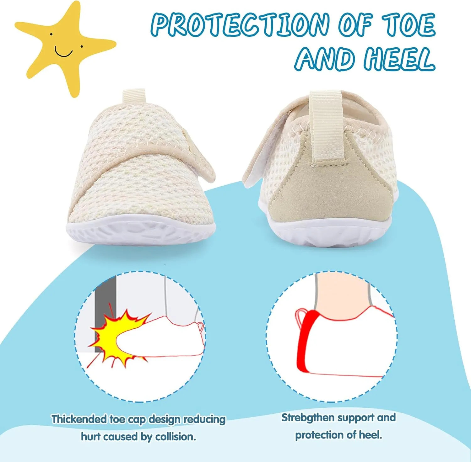 shopUAL Toddler Water Shoes Kids Girls Boys Beach Aqua Socks Skin Barefoot Walking Water Shoes Quick Dry Non-Slip Breathable Swim Pool Surf