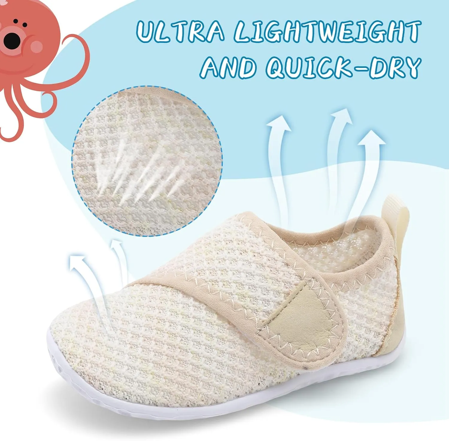 shopUAL Toddler Water Shoes Kids Girls Boys Beach Aqua Socks Skin Barefoot Walking Water Shoes Quick Dry Non-Slip Breathable Swim Pool Surf