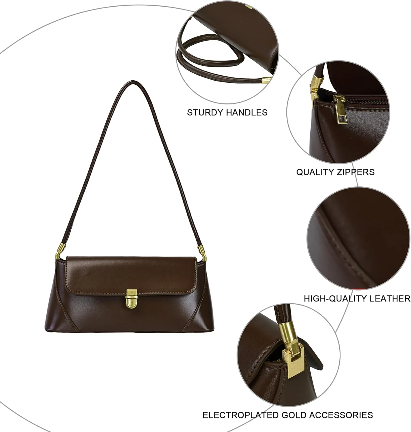 Shoulder Bag for Women Vintage Purse Leather Handbags Small Tote Bags with Buckle Closure
