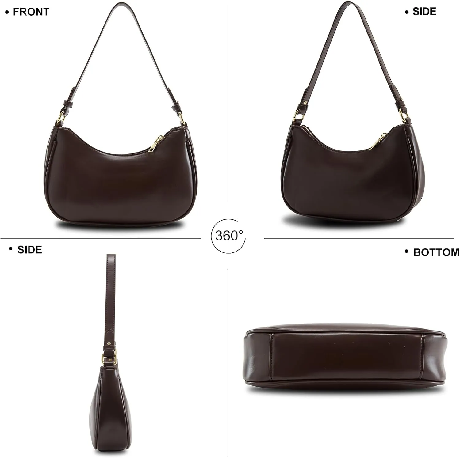 Shoulder Bag for Women Y2K Trendy Hobo Handbags Purse Vegan Leather Clutch Handbag with 2 Adjustable Removable Straps
