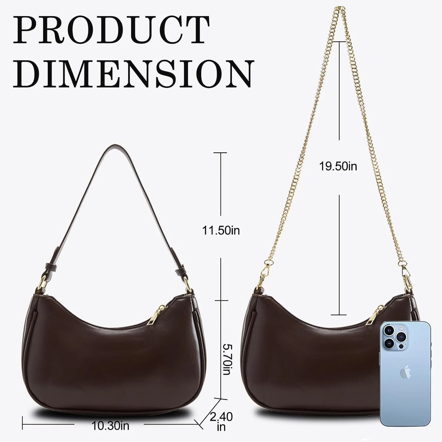 Shoulder Bag for Women Y2K Trendy Hobo Handbags Purse Vegan Leather Clutch Handbag with 2 Adjustable Removable Straps
