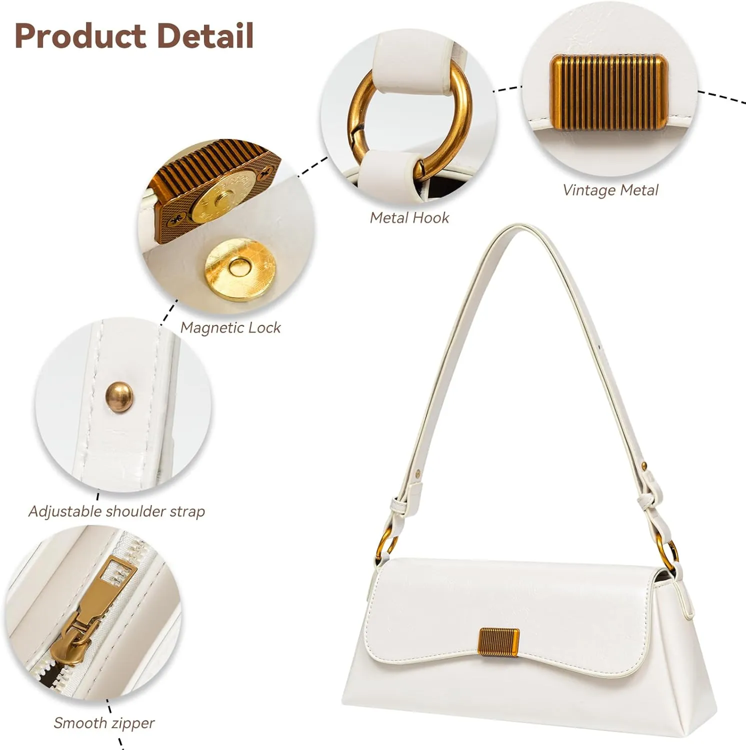 Shoulder Bag for Women Y2K Trendy Underarm Purse， Vegan Leather Clutch Hobo Handbags