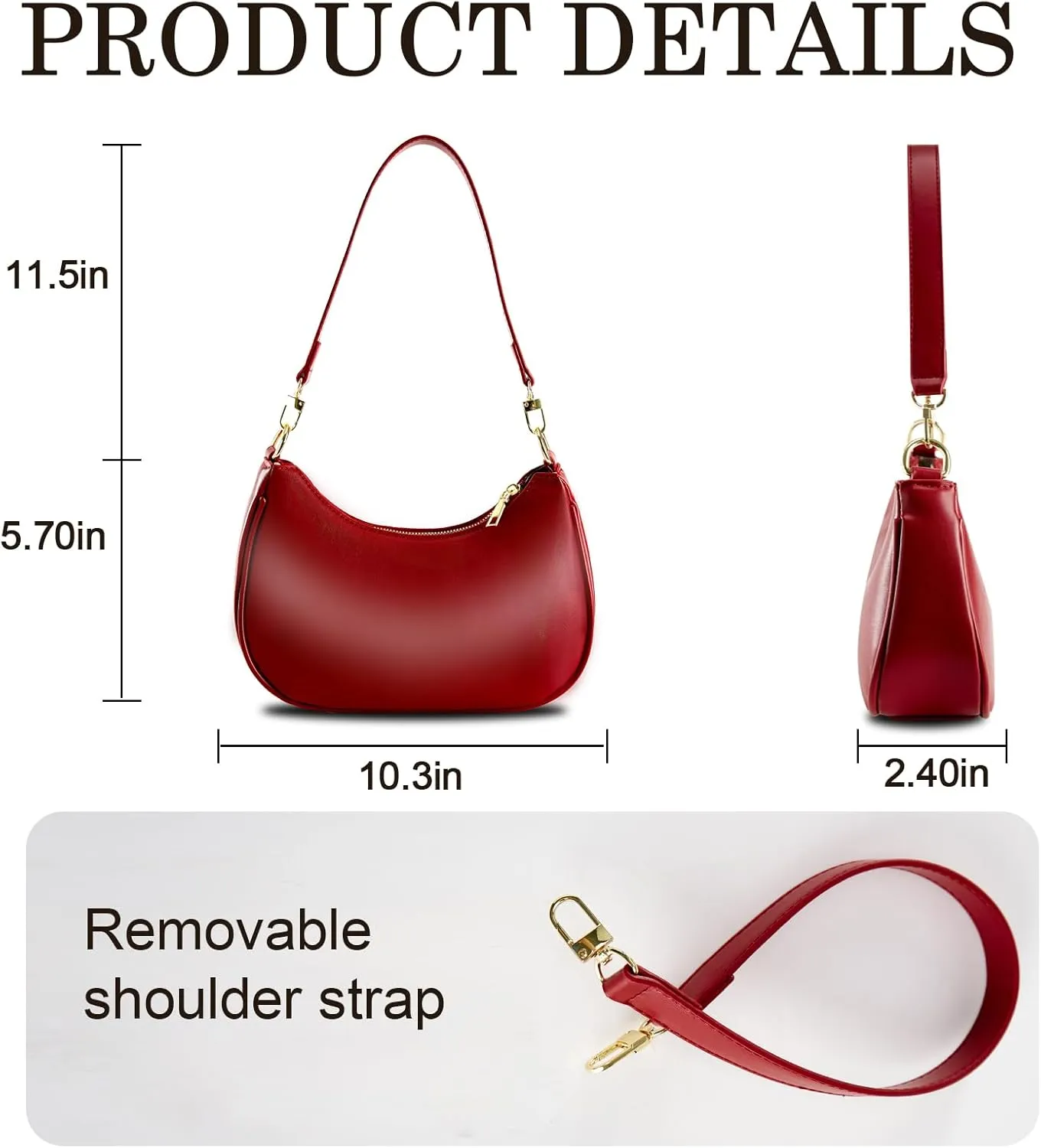Shoulder Bags for Women Leather Cute Hobo Tote Handbag Under the Arm Purses Mini Clutch Purse with Zipper Closure