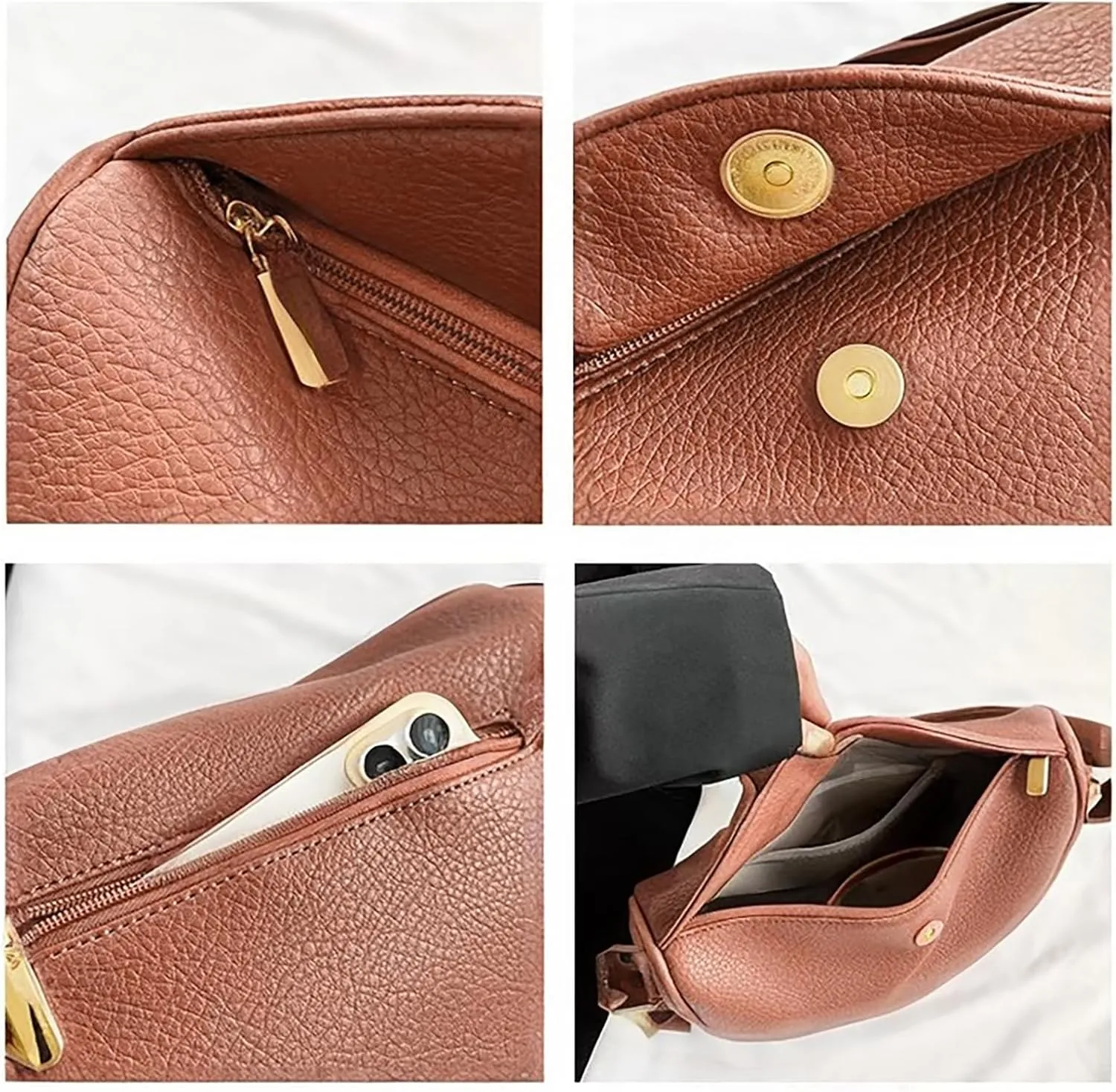 Shoulder Bags for Women Vegan Leather Purse Trendy Crossbody Bag Dumpling Purses Tote Handbags with Zip