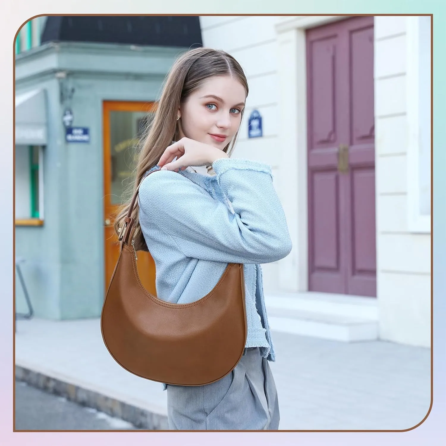 Shoulder Handbags 3 Ways Adjust Strap Shoulder Bag for Women Waterproof Leather Zip Closure Clutche Purses Hobo Bags