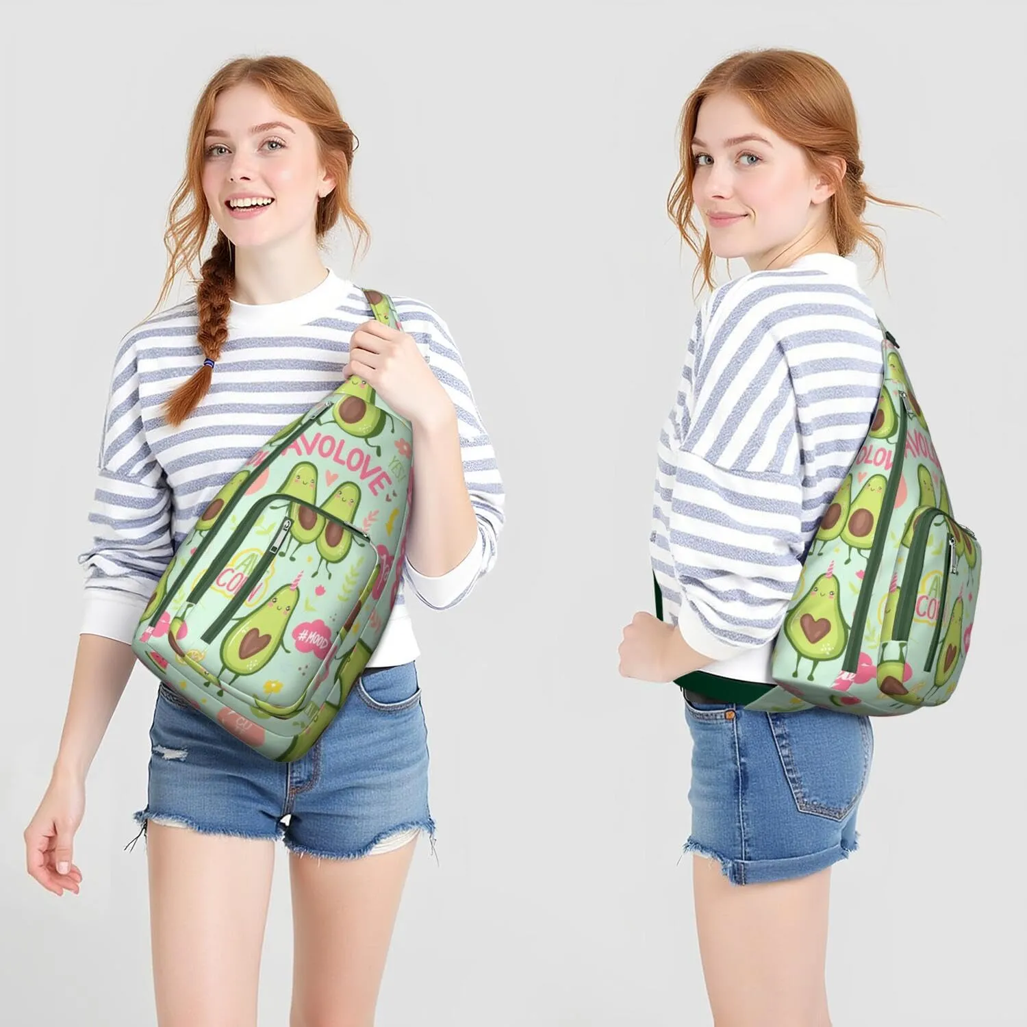Shoulder Sling Crossbody Casual Chest Bag For Travel Sports Running,Backpack for Men & Women Lightweight Sports BagCrossbody Concealed Carry,Avocado Shoulder Bag Waterproof Chest Bag