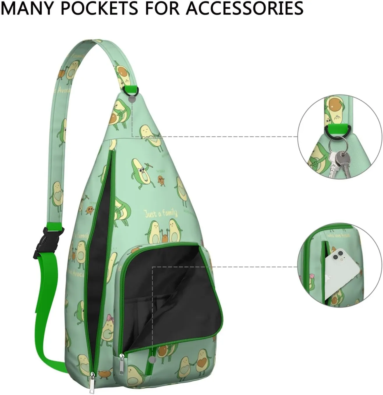 Shoulder Sling Crossbody Casual Chest Bag For Travel Sports Running,Backpack for Men & Women Lightweight Sports BagCrossbody Concealed Carry,Avocado Shoulder Bag Waterproof Chest Bag