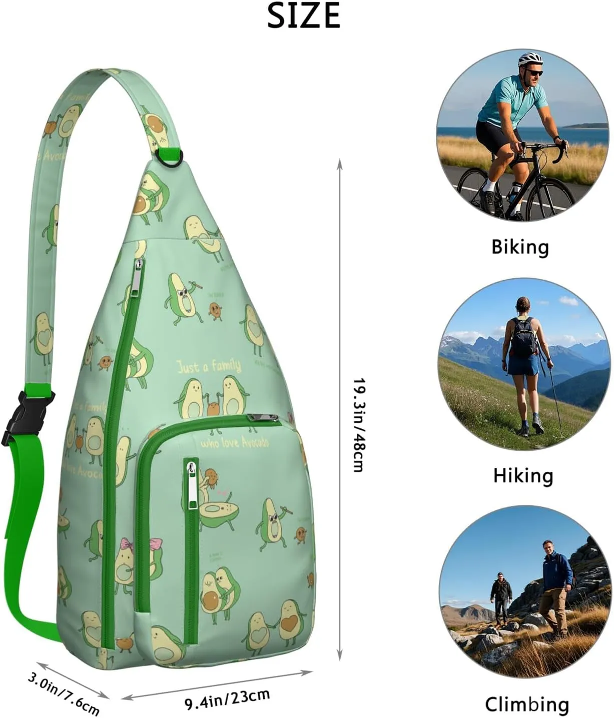 Shoulder Sling Crossbody Casual Chest Bag For Travel Sports Running,Backpack for Men & Women Lightweight Sports BagCrossbody Concealed Carry,Avocado Shoulder Bag Waterproof Chest Bag