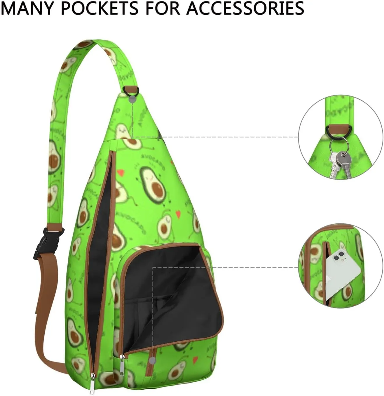 Shoulder Sling Crossbody Casual Chest Bag For Travel Sports Running,Backpack for Men & Women Lightweight Sports BagCrossbody Concealed Carry,Avocado Shoulder Bag Waterproof Chest Bag