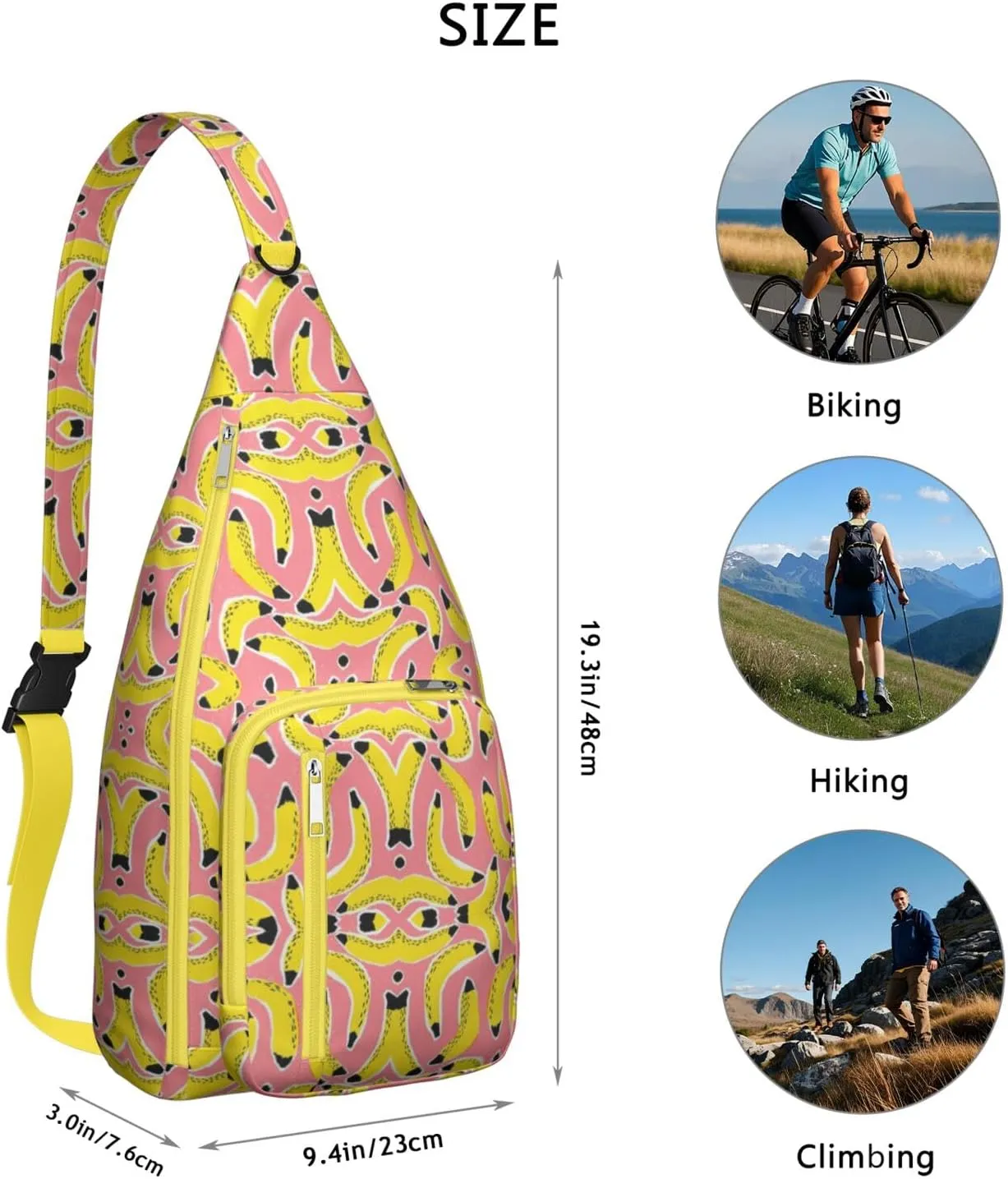 Shoulder Sling Crossbody Casual Chest Bag For Travel Sports Running,Backpack for Men & Women Lightweight Sports BagCrossbody Concealed Carry,Banana Shoulder Bag Waterproof Chest Bag