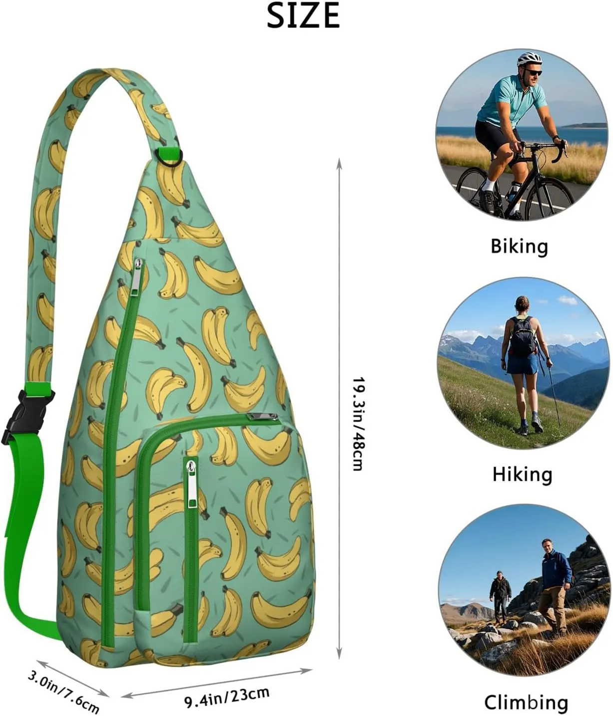 Shoulder Sling Crossbody Casual Chest Bag For Travel Sports Running,Backpack for Men & Women Lightweight Sports BagCrossbody Concealed Carry,Banana Shoulder Bag Waterproof Chest Bag