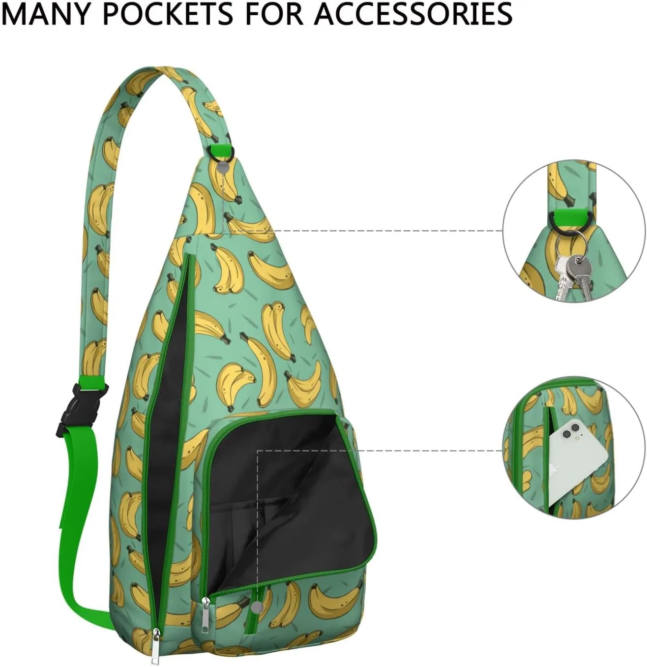 Shoulder Sling Crossbody Casual Chest Bag For Travel Sports Running,Backpack for Men & Women Lightweight Sports BagCrossbody Concealed Carry,Banana Shoulder Bag Waterproof Chest Bag