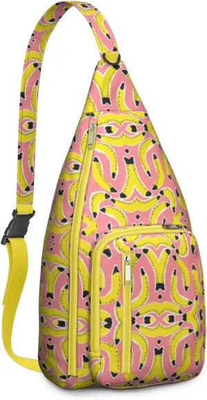 Shoulder Sling Crossbody Casual Chest Bag For Travel Sports Running,Backpack for Men & Women Lightweight Sports BagCrossbody Concealed Carry,Banana Shoulder Bag Waterproof Chest Bag