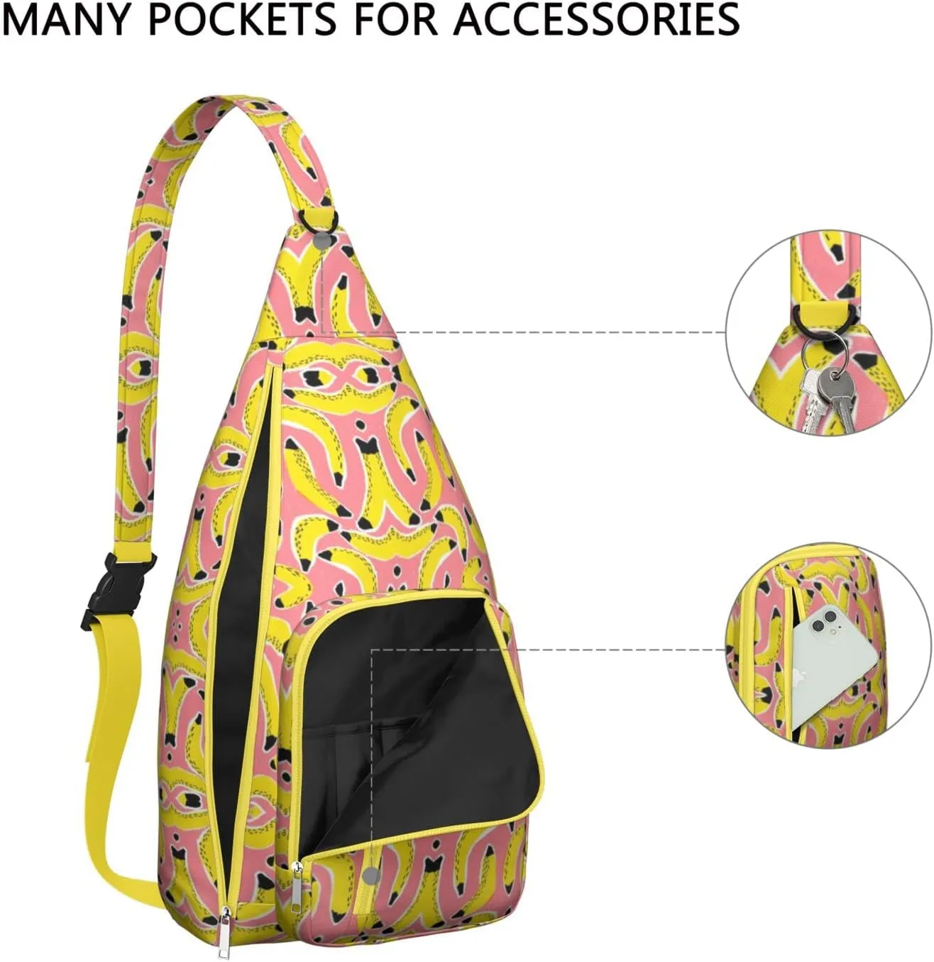 Shoulder Sling Crossbody Casual Chest Bag For Travel Sports Running,Backpack for Men & Women Lightweight Sports BagCrossbody Concealed Carry,Banana Shoulder Bag Waterproof Chest Bag