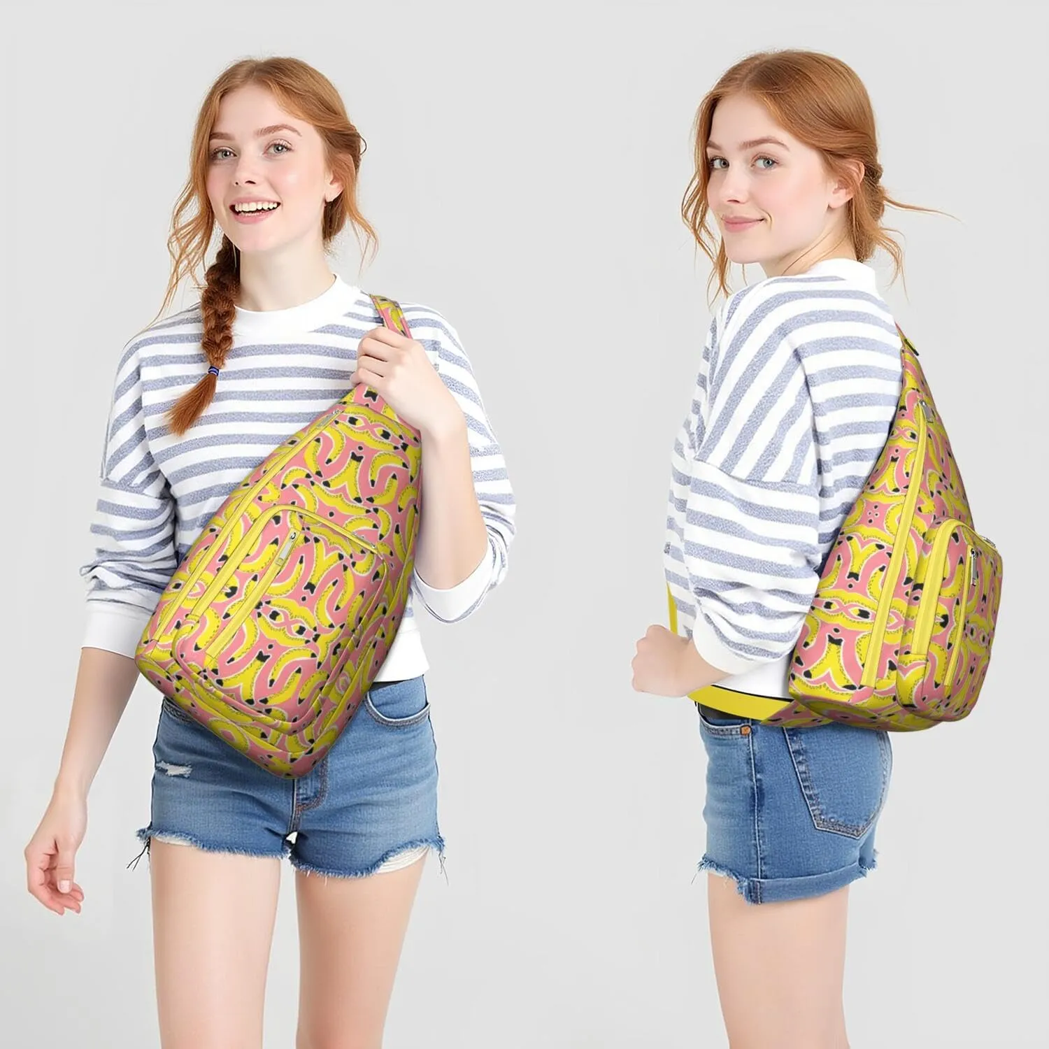 Shoulder Sling Crossbody Casual Chest Bag For Travel Sports Running,Backpack for Men & Women Lightweight Sports BagCrossbody Concealed Carry,Banana Shoulder Bag Waterproof Chest Bag