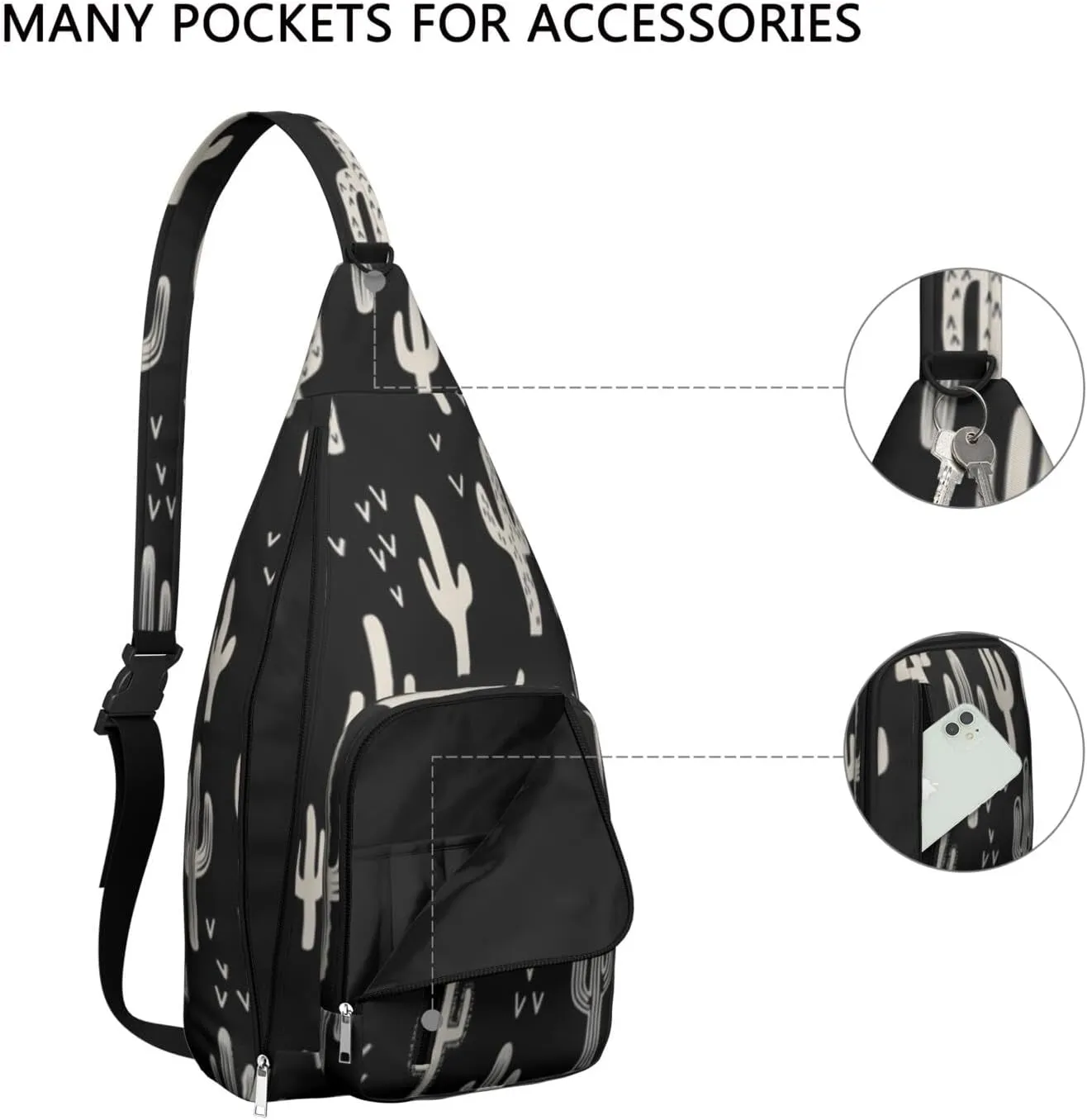 Shoulder Sling Crossbody Casual Chest Bag For Travel Sports Running,Backpack for Men & Women Lightweight Sports BagCrossbody Concealed Carry,Cactus Shoulder Bag Waterproof Chest Bag