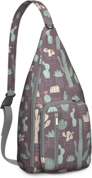 Shoulder Sling Crossbody Casual Chest Bag For Travel Sports Running,Backpack for Men & Women Lightweight Sports BagCrossbody Concealed Carry,Cactus Shoulder Bag Waterproof Chest Bag