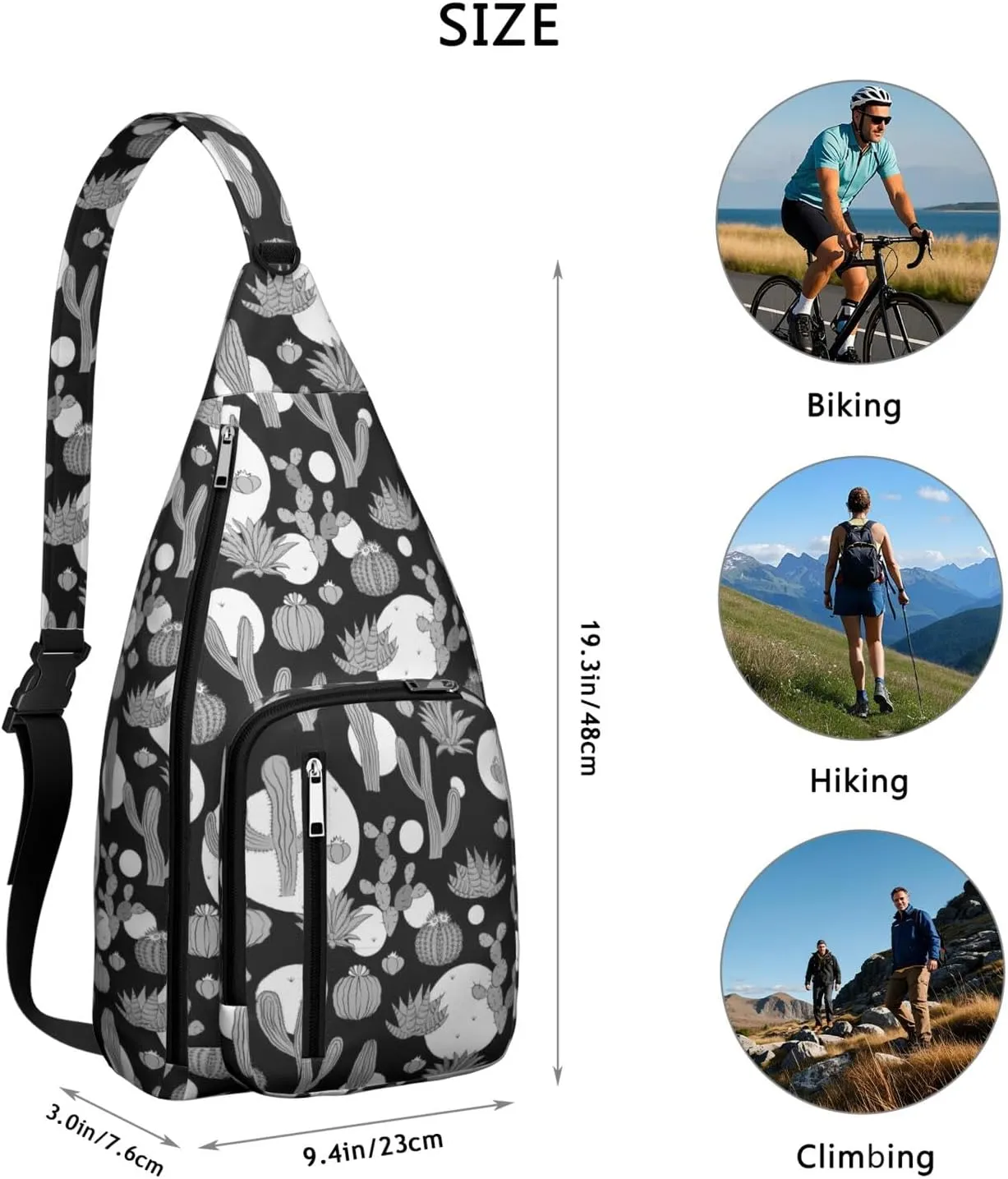 Shoulder Sling Crossbody Casual Chest Bag For Travel Sports Running,Backpack for Men & Women Lightweight Sports BagCrossbody Concealed Carry,Cactus Shoulder Bag Waterproof Chest Bag
