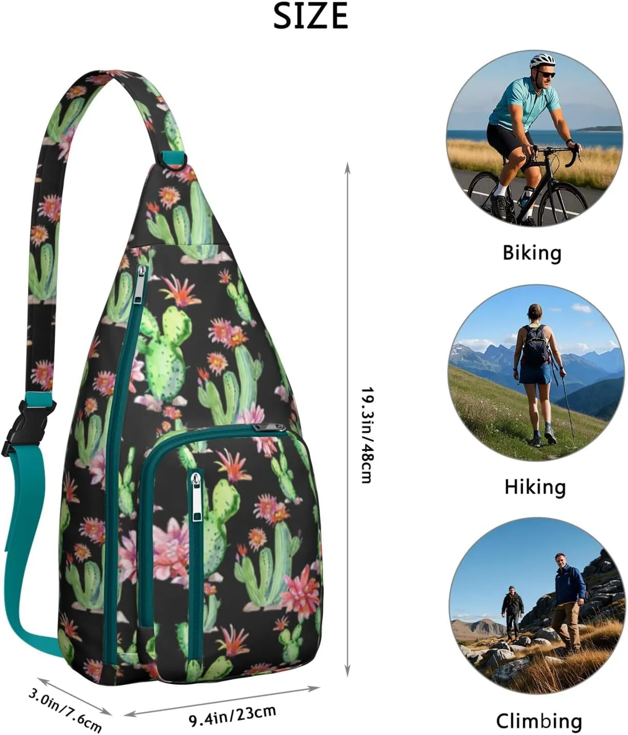 Shoulder Sling Crossbody Casual Chest Bag For Travel Sports Running,Backpack for Men & Women Lightweight Sports BagCrossbody Concealed Carry,Cactus Shoulder Bag Waterproof Chest Bag