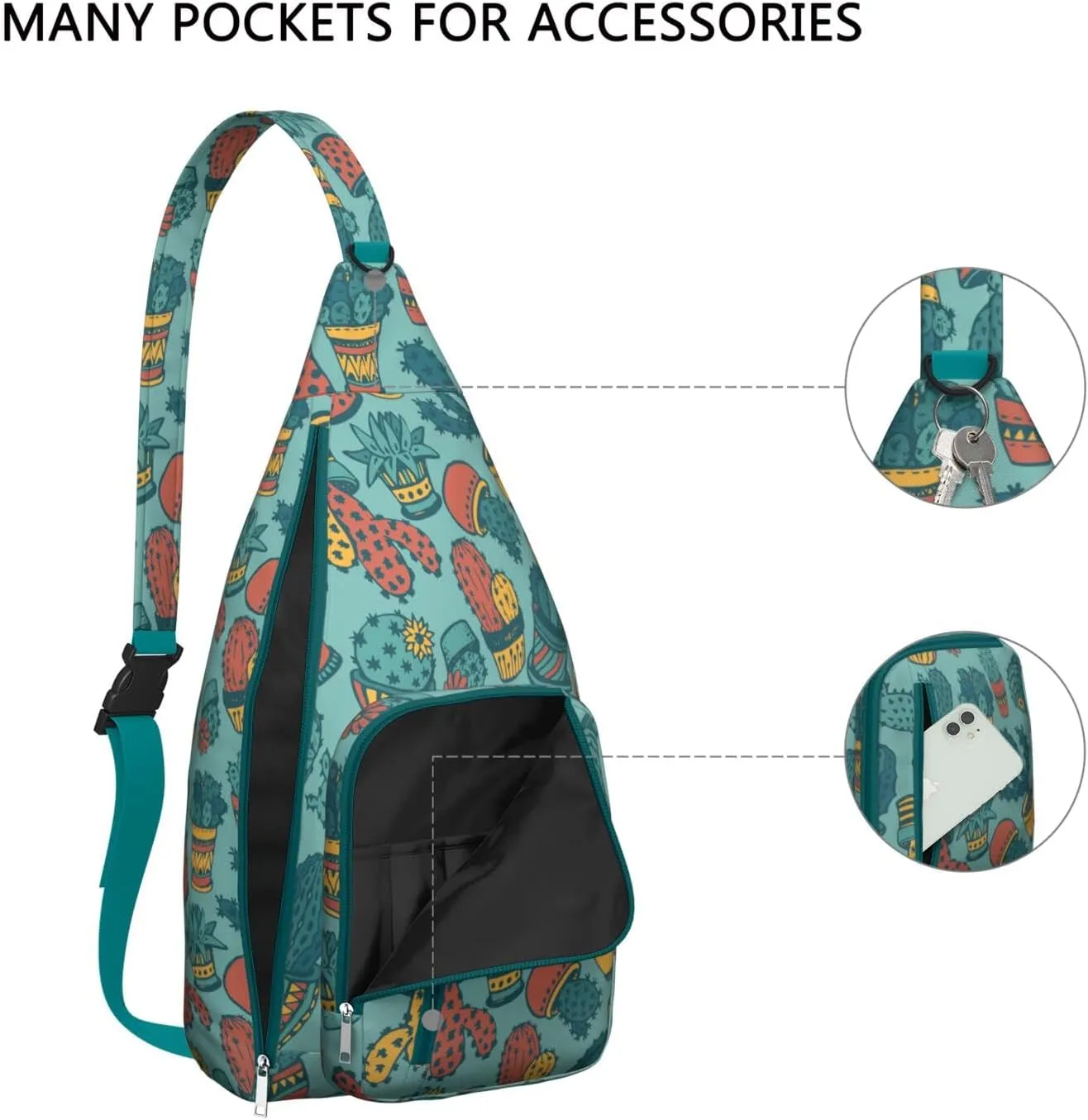 Shoulder Sling Crossbody Casual Chest Bag For Travel Sports Running,Backpack for Men & Women Lightweight Sports BagCrossbody Concealed Carry,Cactus Shoulder Bag Waterproof Chest Bag