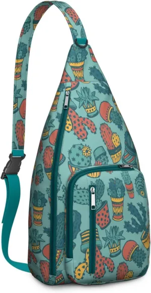 Shoulder Sling Crossbody Casual Chest Bag For Travel Sports Running,Backpack for Men & Women Lightweight Sports BagCrossbody Concealed Carry,Cactus Shoulder Bag Waterproof Chest Bag
