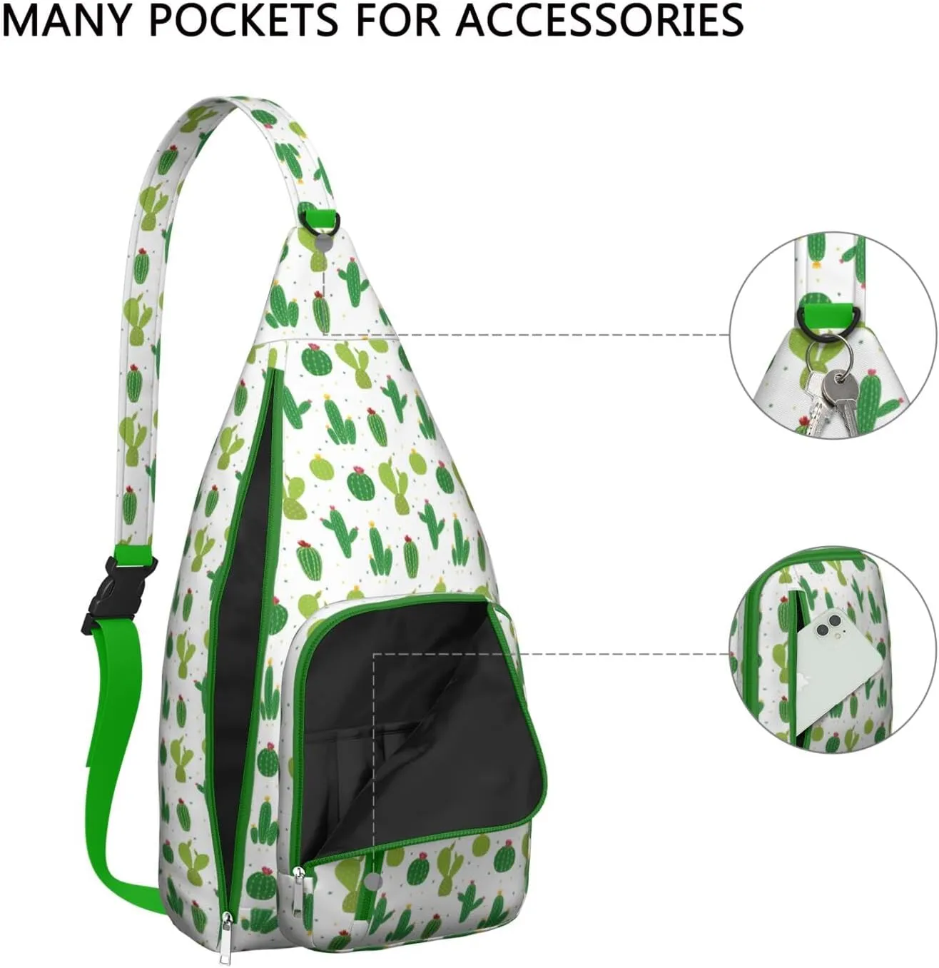 Shoulder Sling Crossbody Casual Chest Bag For Travel Sports Running,Backpack for Men & Women Lightweight Sports BagCrossbody Concealed Carry,Cactus Shoulder Bag Waterproof Chest Bag