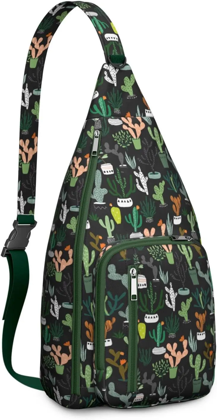 Shoulder Sling Crossbody Casual Chest Bag For Travel Sports Running,Backpack for Men & Women Lightweight Sports BagCrossbody Concealed Carry,Cactus Shoulder Bag Waterproof Chest Bag