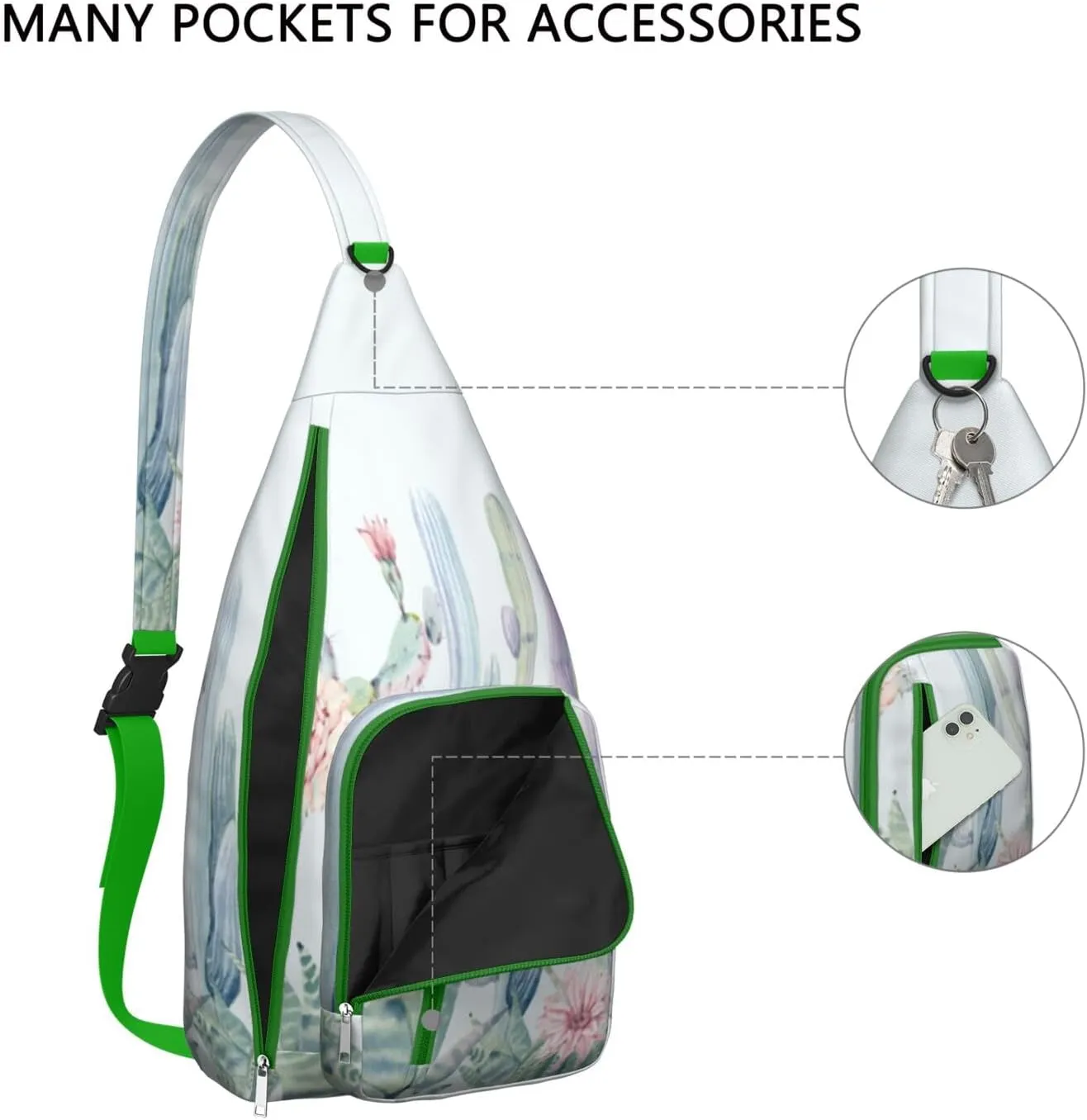 Shoulder Sling Crossbody Casual Chest Bag For Travel Sports Running,Backpack for Men & Women Lightweight Sports BagCrossbody Concealed Carry,Cactus Shoulder Bag Waterproof Chest Bag