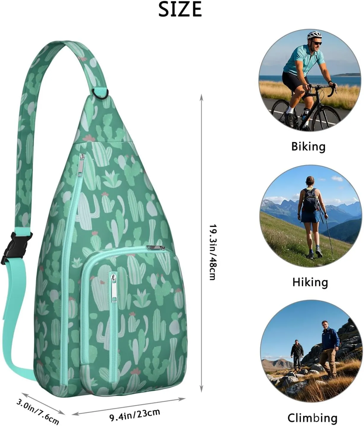 Shoulder Sling Crossbody Casual Chest Bag For Travel Sports Running,Backpack for Men & Women Lightweight Sports BagCrossbody Concealed Carry,Cactus Shoulder Bag Waterproof Chest Bag