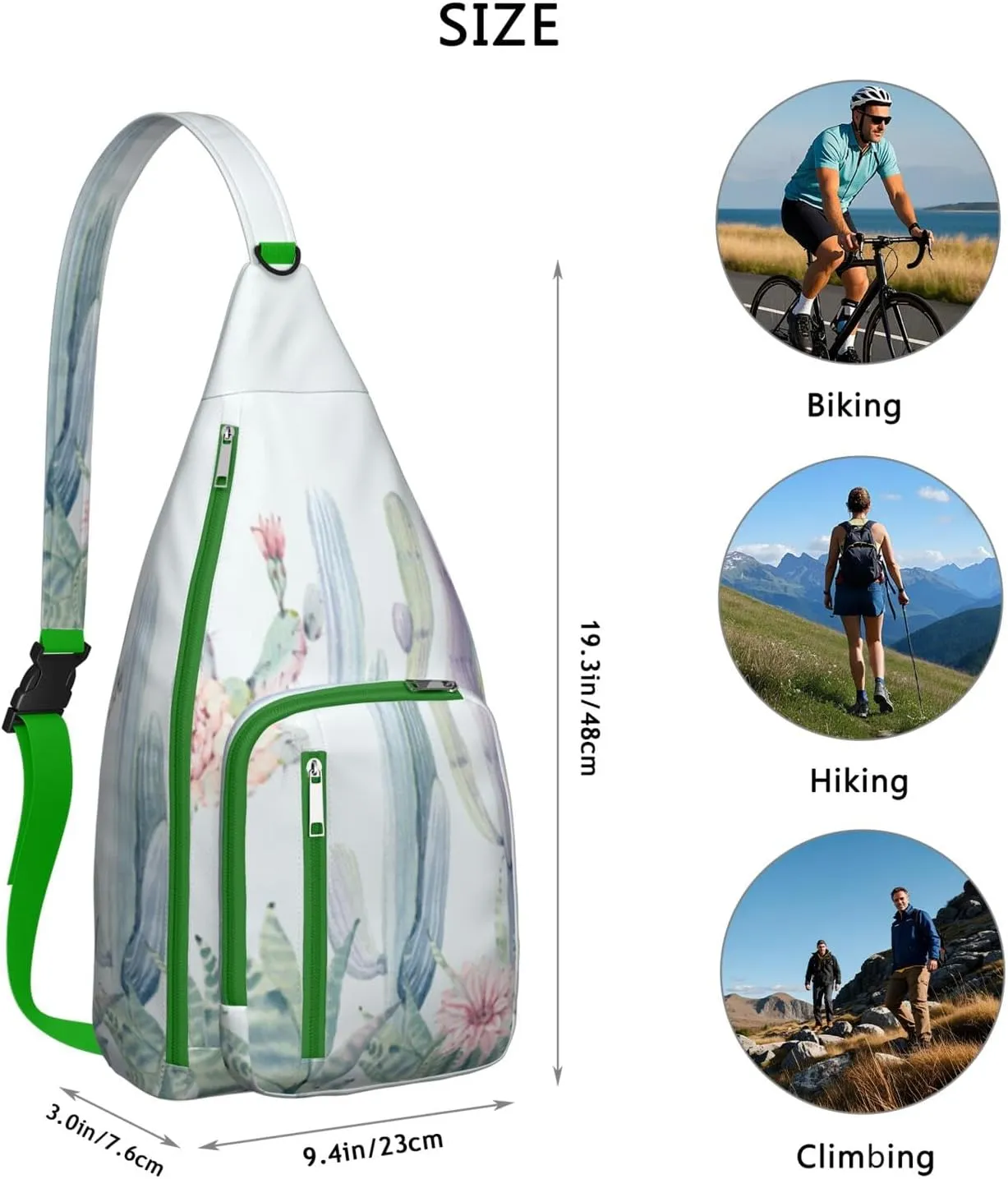 Shoulder Sling Crossbody Casual Chest Bag For Travel Sports Running,Backpack for Men & Women Lightweight Sports BagCrossbody Concealed Carry,Cactus Shoulder Bag Waterproof Chest Bag