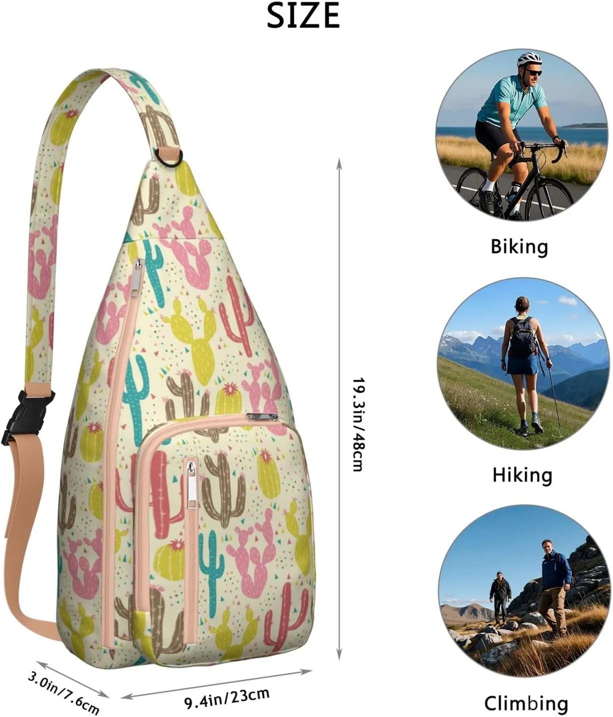 Shoulder Sling Crossbody Casual Chest Bag For Travel Sports Running,Backpack for Men & Women Lightweight Sports BagCrossbody Concealed Carry,Cactus Shoulder Bag Waterproof Chest Bag