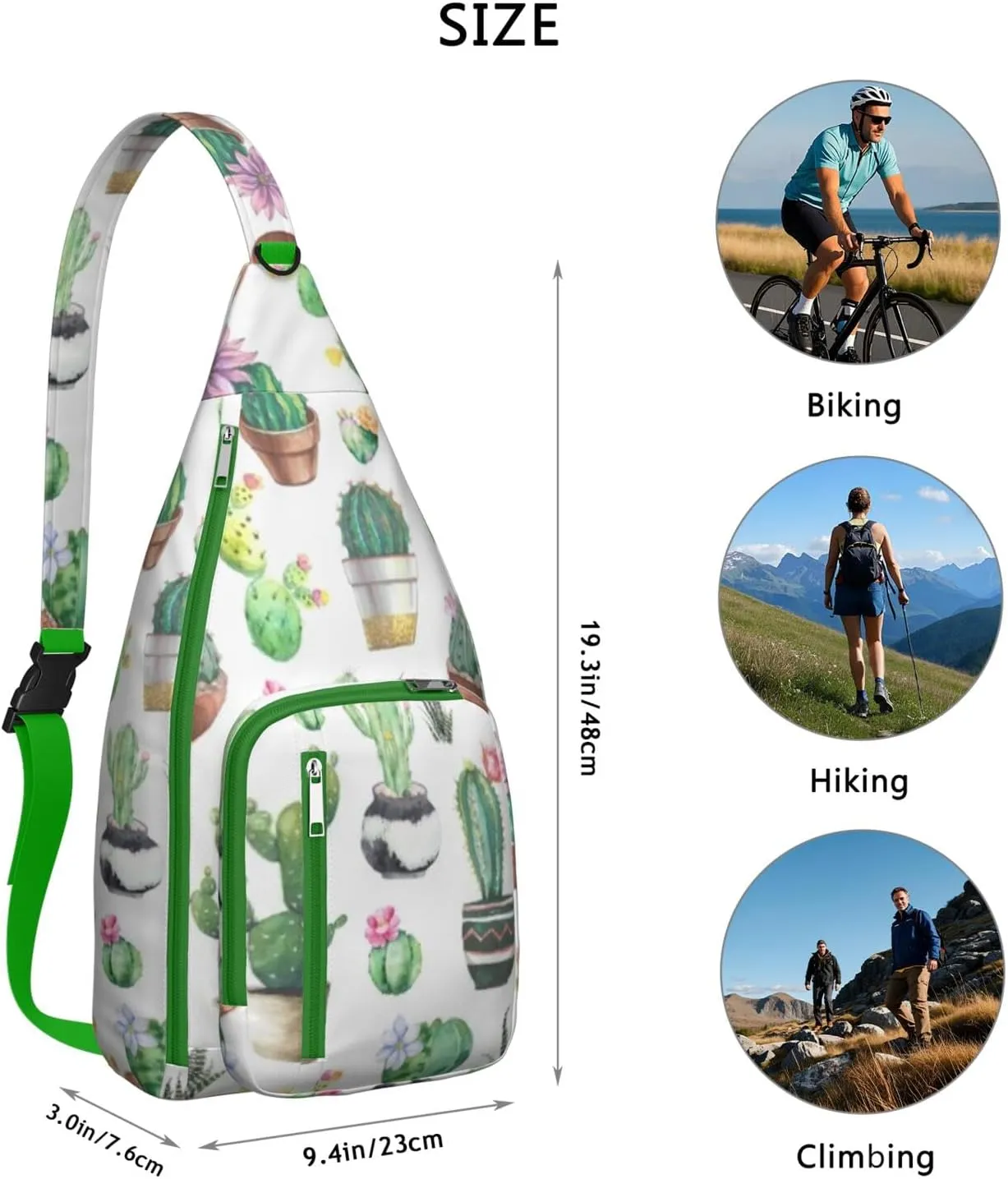 Shoulder Sling Crossbody Casual Chest Bag For Travel Sports Running,Backpack for Men & Women Lightweight Sports BagCrossbody Concealed Carry,Cactus Shoulder Bag Waterproof Chest Bag