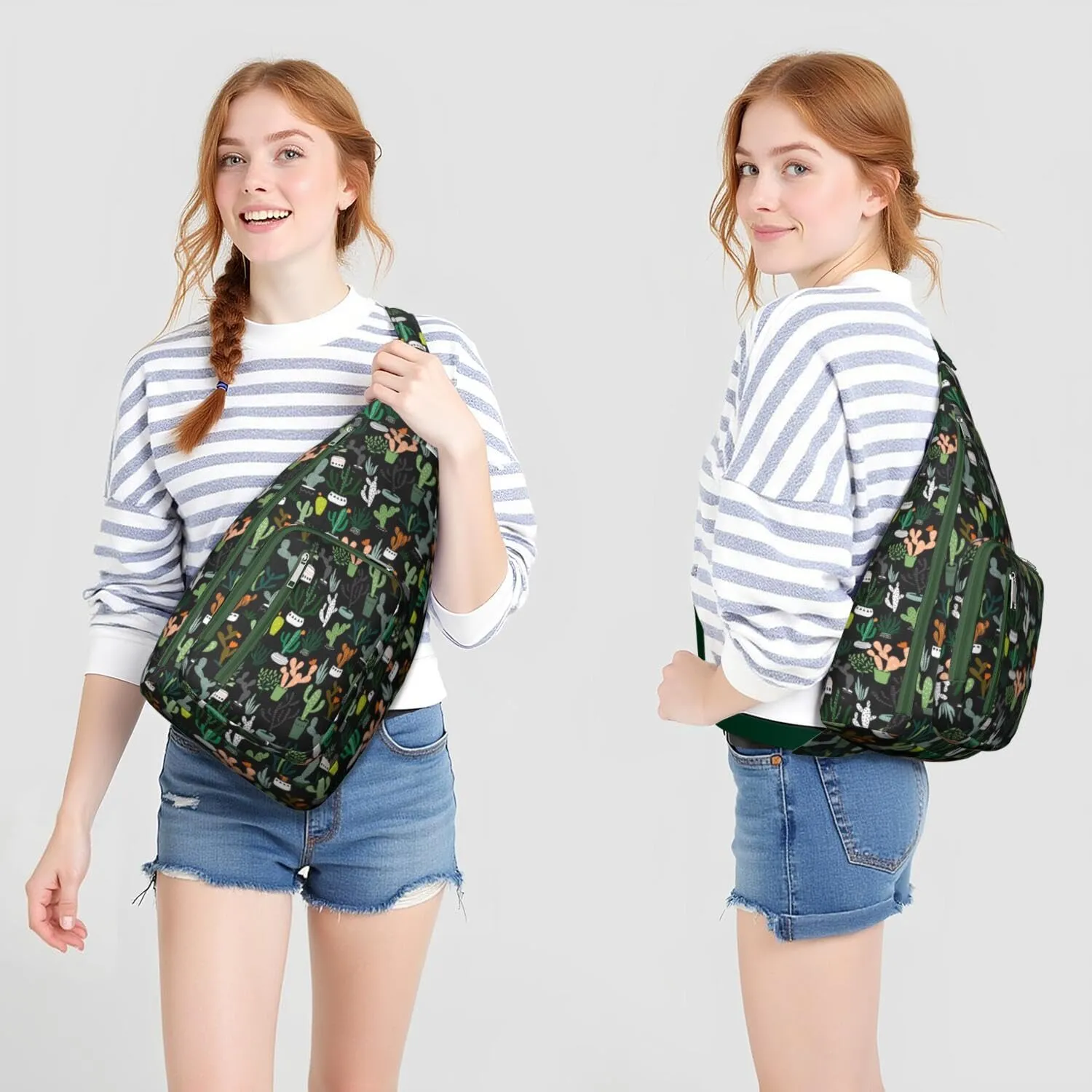 Shoulder Sling Crossbody Casual Chest Bag For Travel Sports Running,Backpack for Men & Women Lightweight Sports BagCrossbody Concealed Carry,Cactus Shoulder Bag Waterproof Chest Bag
