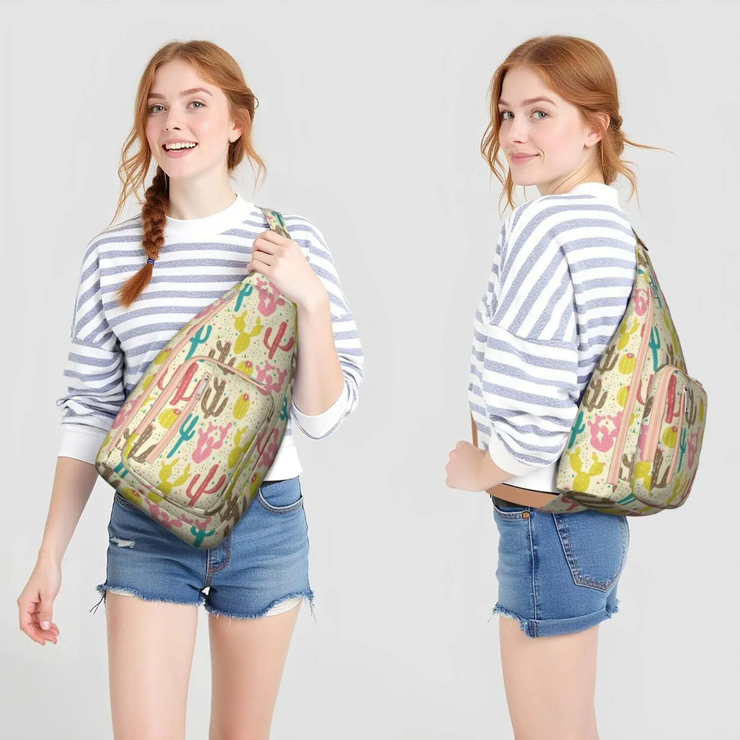 Shoulder Sling Crossbody Casual Chest Bag For Travel Sports Running,Backpack for Men & Women Lightweight Sports BagCrossbody Concealed Carry,Cactus Shoulder Bag Waterproof Chest Bag