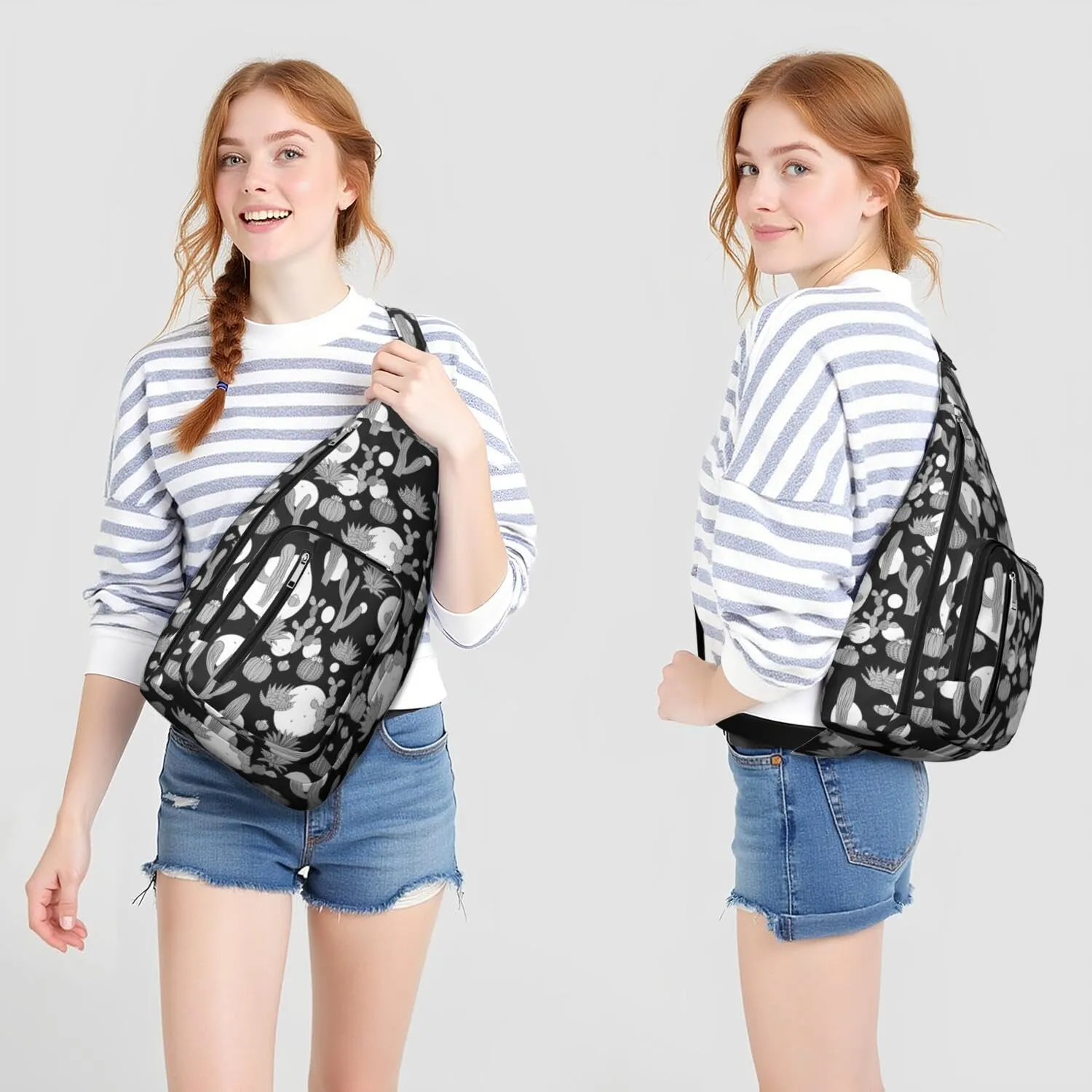 Shoulder Sling Crossbody Casual Chest Bag For Travel Sports Running,Backpack for Men & Women Lightweight Sports BagCrossbody Concealed Carry,Cactus Shoulder Bag Waterproof Chest Bag