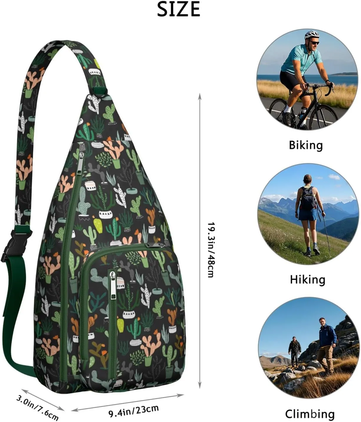 Shoulder Sling Crossbody Casual Chest Bag For Travel Sports Running,Backpack for Men & Women Lightweight Sports BagCrossbody Concealed Carry,Cactus Shoulder Bag Waterproof Chest Bag