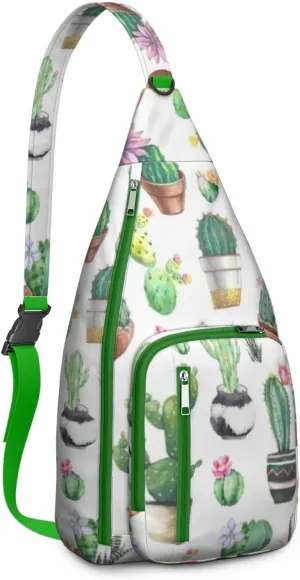 Shoulder Sling Crossbody Casual Chest Bag For Travel Sports Running,Backpack for Men & Women Lightweight Sports BagCrossbody Concealed Carry,Cactus Shoulder Bag Waterproof Chest Bag