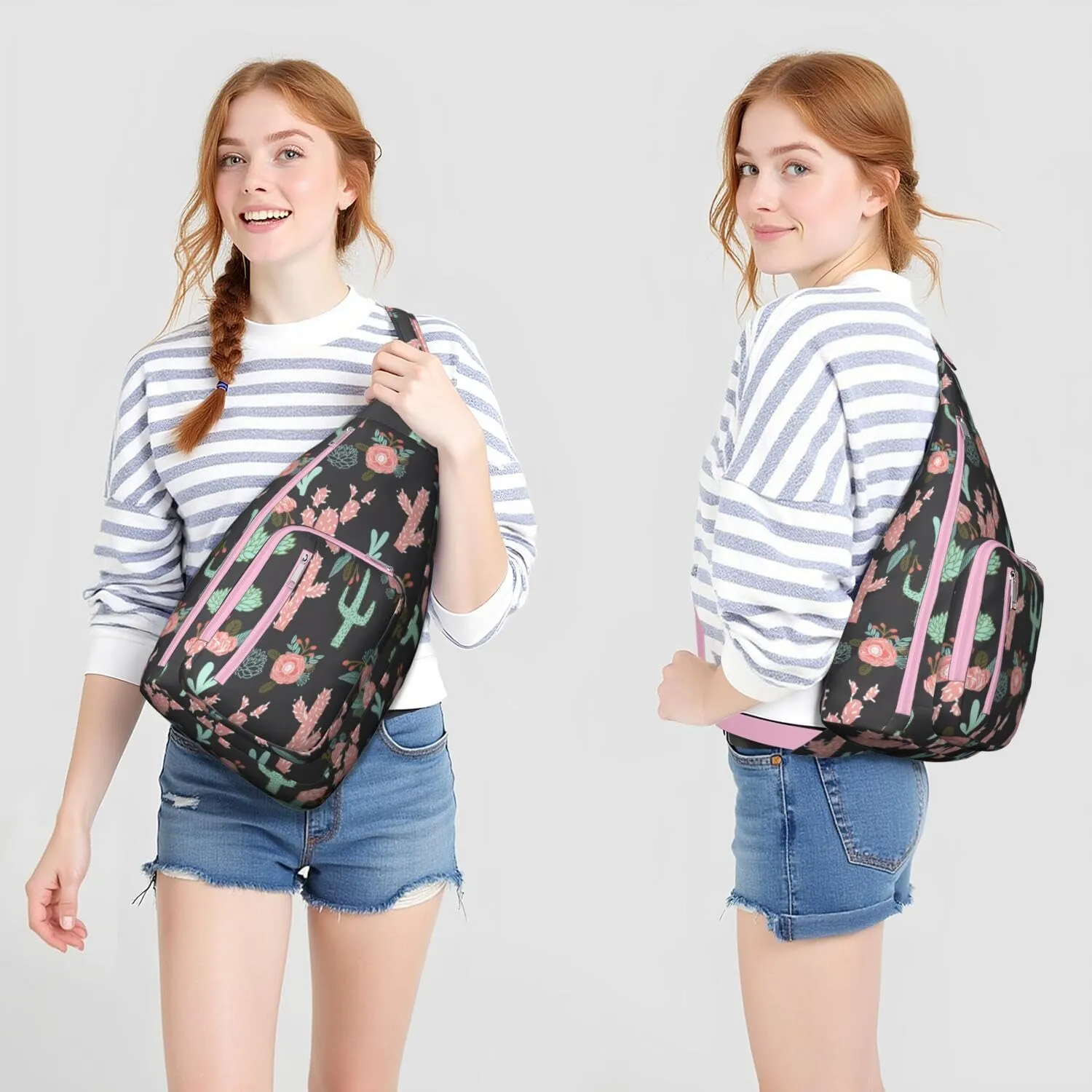 Shoulder Sling Crossbody Casual Chest Bag For Travel Sports Running,Backpack for Men & Women Lightweight Sports BagCrossbody Concealed Carry,Cactus Shoulder Bag Waterproof Chest Bag