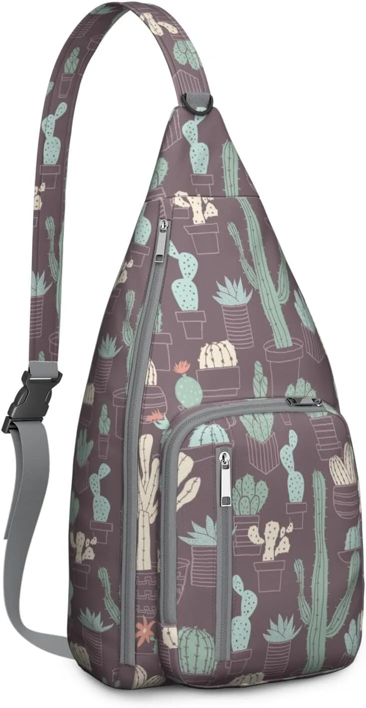 Shoulder Sling Crossbody Casual Chest Bag For Travel Sports Running,Backpack for Men & Women Lightweight Sports BagCrossbody Concealed Carry,Cactus Shoulder Bag Waterproof Chest Bag