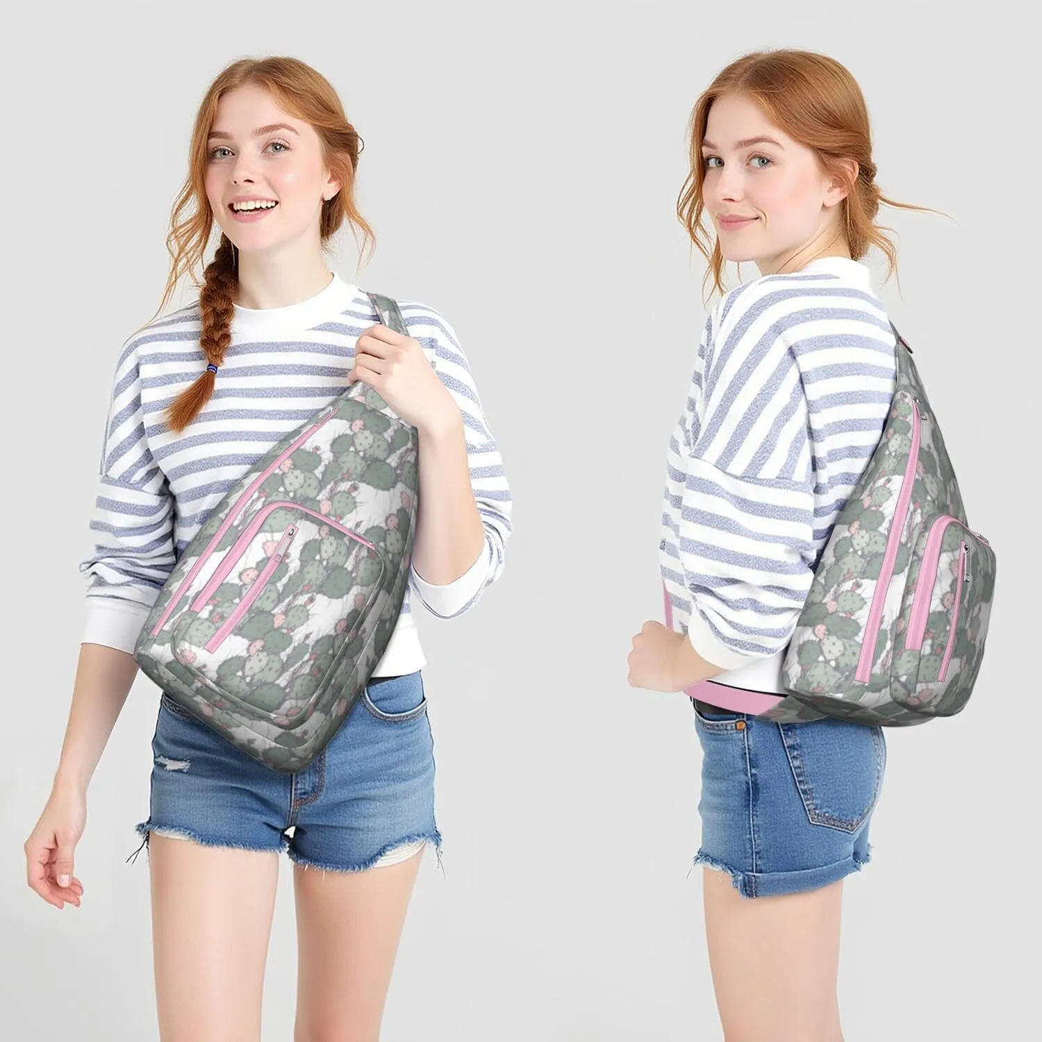 Shoulder Sling Crossbody Casual Chest Bag For Travel Sports Running,Backpack for Men & Women Lightweight Sports BagCrossbody Concealed Carry,Cactus Shoulder Bag Waterproof Chest Bag