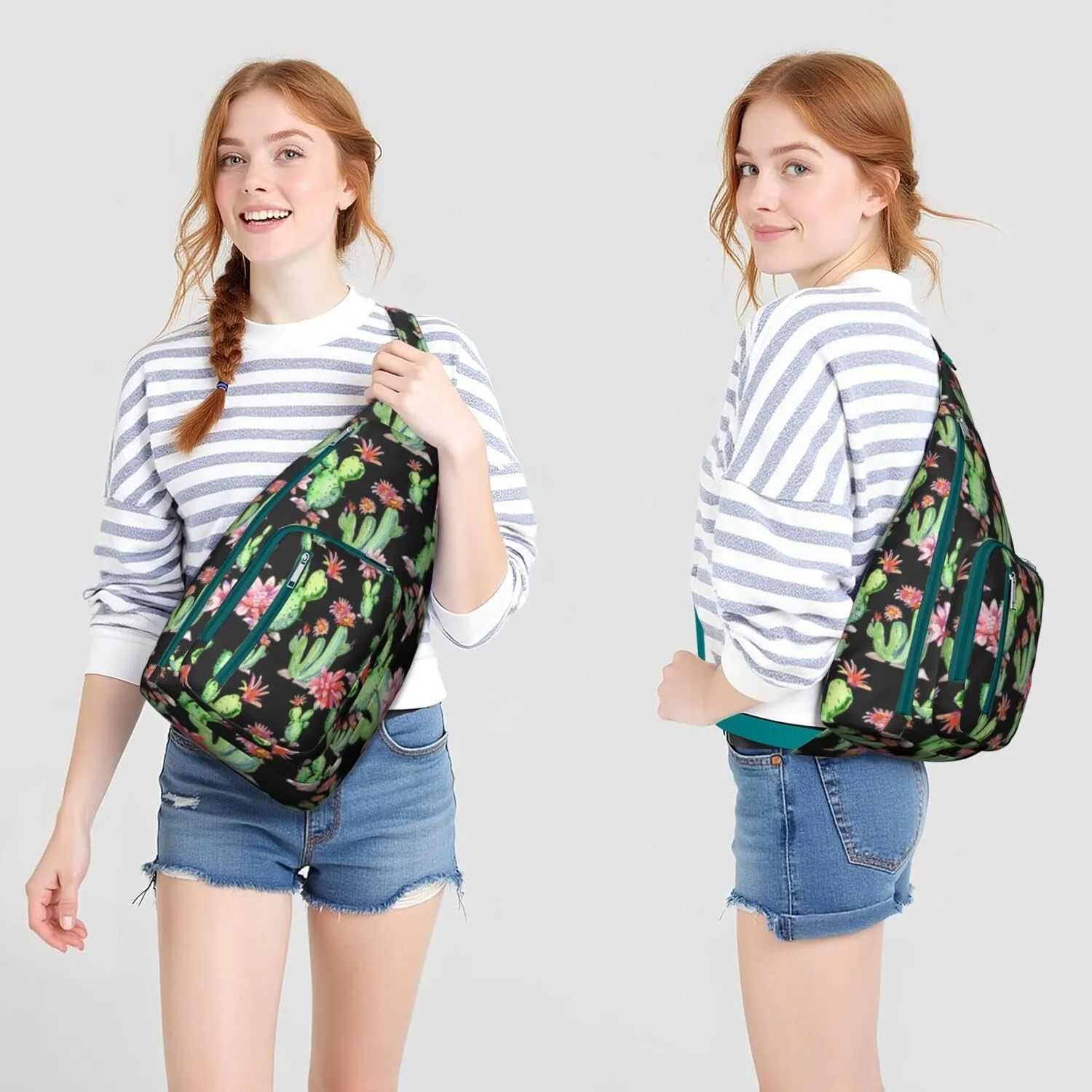 Shoulder Sling Crossbody Casual Chest Bag For Travel Sports Running,Backpack for Men & Women Lightweight Sports BagCrossbody Concealed Carry,Cactus Shoulder Bag Waterproof Chest Bag