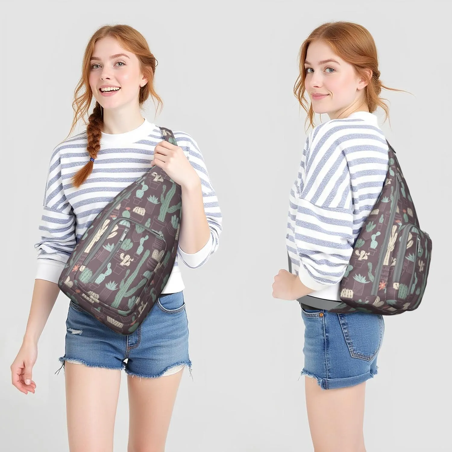 Shoulder Sling Crossbody Casual Chest Bag For Travel Sports Running,Backpack for Men & Women Lightweight Sports BagCrossbody Concealed Carry,Cactus Shoulder Bag Waterproof Chest Bag