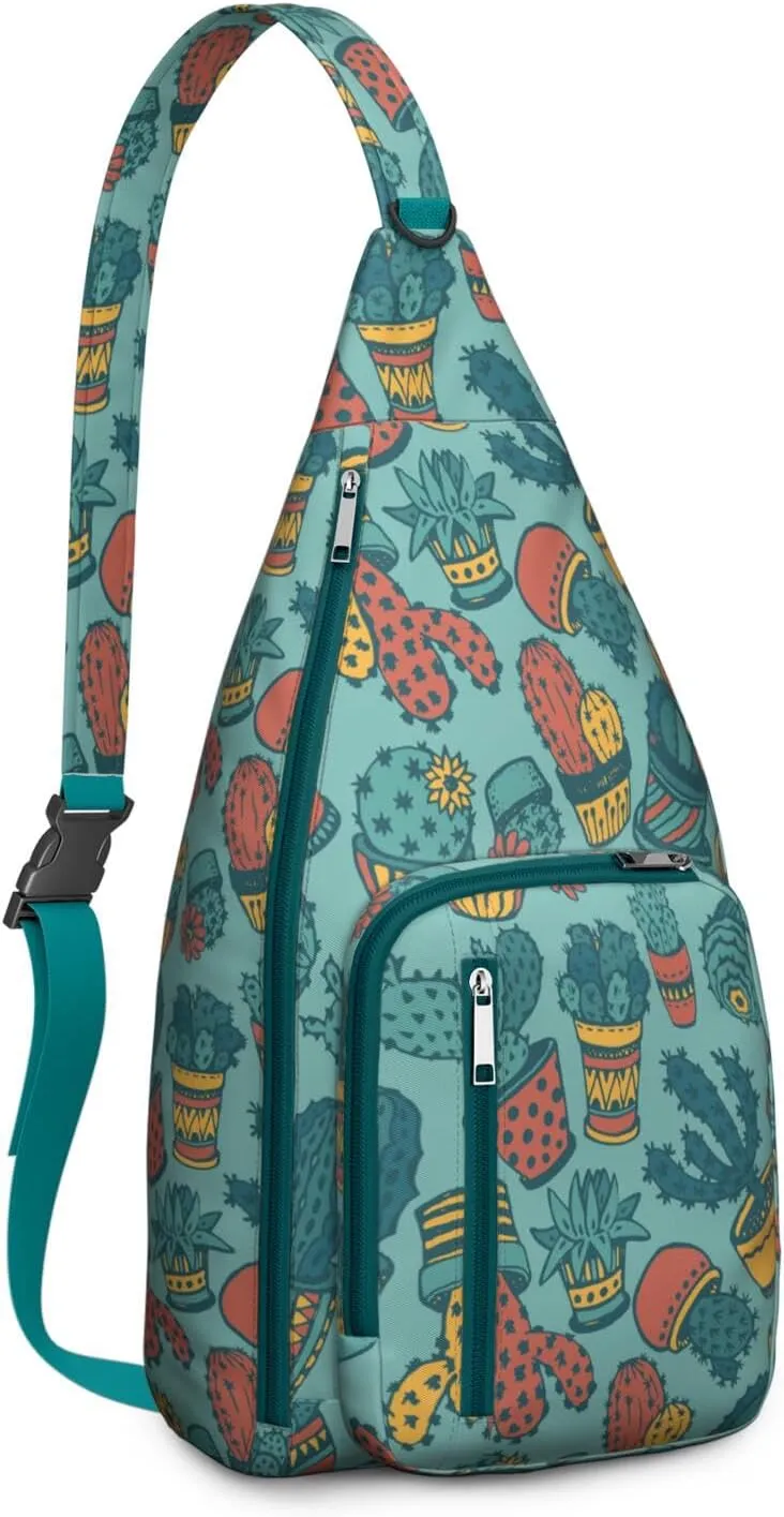 Shoulder Sling Crossbody Casual Chest Bag For Travel Sports Running,Backpack for Men & Women Lightweight Sports BagCrossbody Concealed Carry,Cactus Shoulder Bag Waterproof Chest Bag