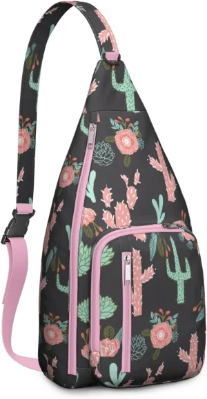 Shoulder Sling Crossbody Casual Chest Bag For Travel Sports Running,Backpack for Men & Women Lightweight Sports BagCrossbody Concealed Carry,Cactus Shoulder Bag Waterproof Chest Bag